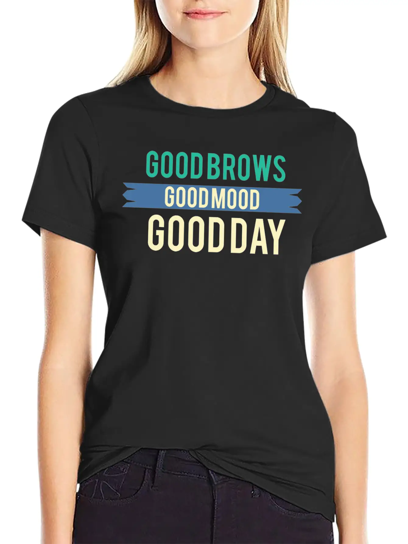 Funny Mood - Good Brows Day - Emotion Feeling Unisex Short Sleeve Soft Cotton T-Shirt – Casual Everyday Wear
