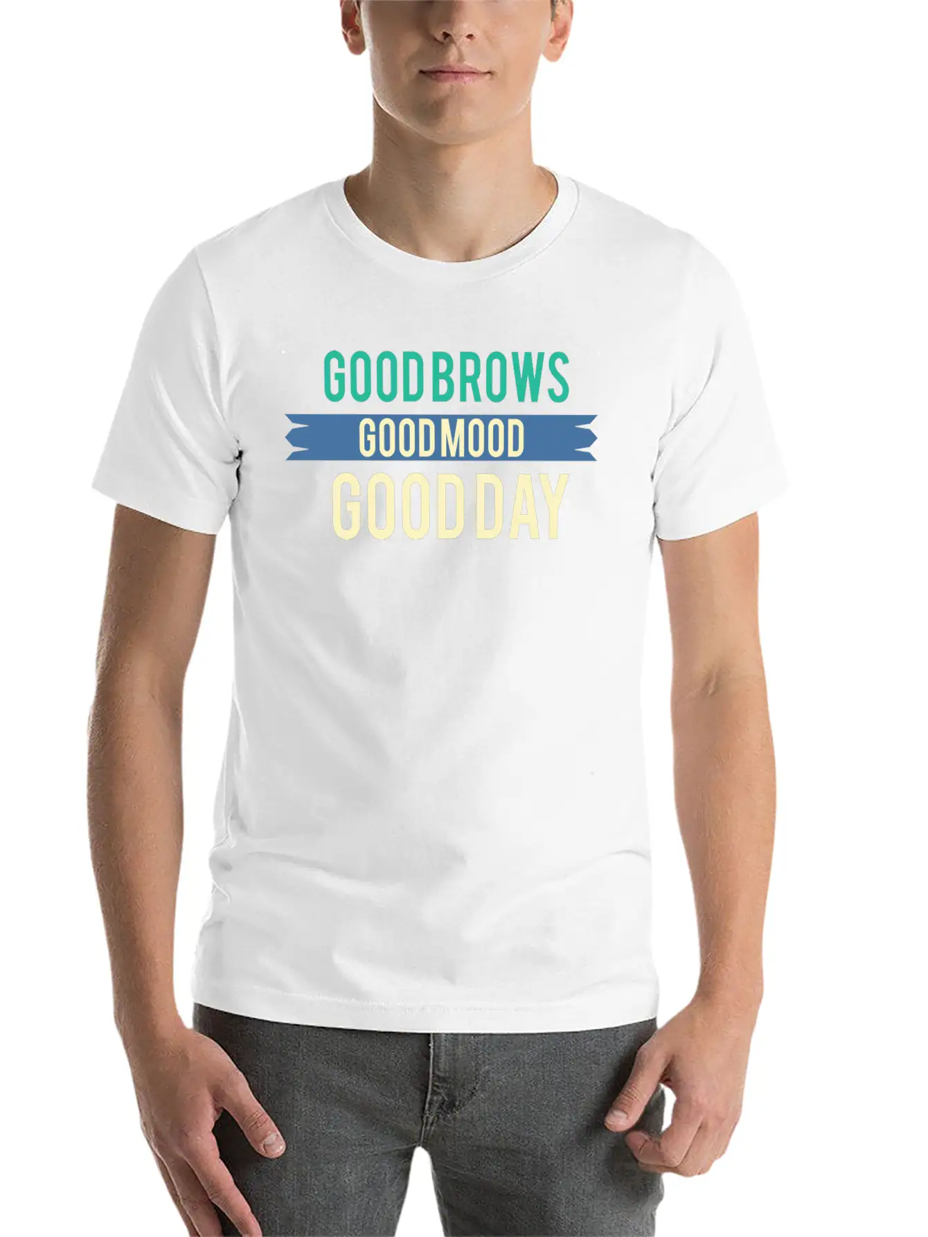 Funny Mood - Good Brows Day - Emotion Feeling Unisex Short Sleeve Soft Cotton T-Shirt – Casual Everyday Wear
