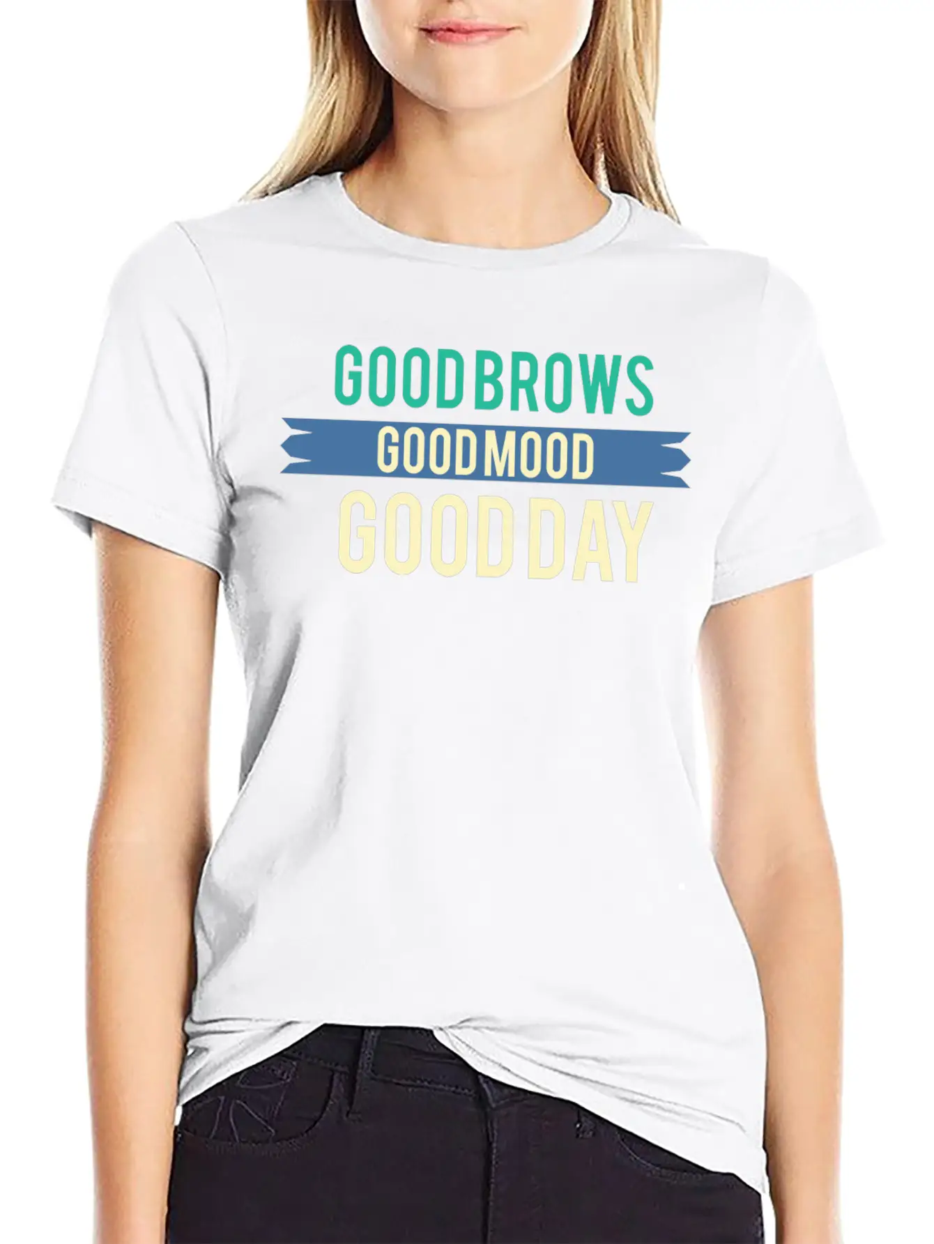 Funny Mood - Good Brows Day - Emotion Feeling Unisex Short Sleeve Soft Cotton T-Shirt – Casual Everyday Wear