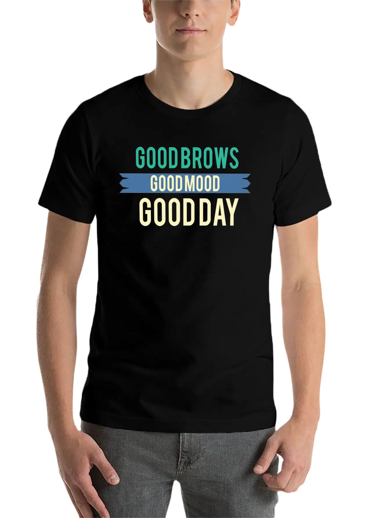 Funny Mood - Good Brows Day - Emotion Feeling Unisex Short Sleeve Soft Cotton T-Shirt – Casual Everyday Wear