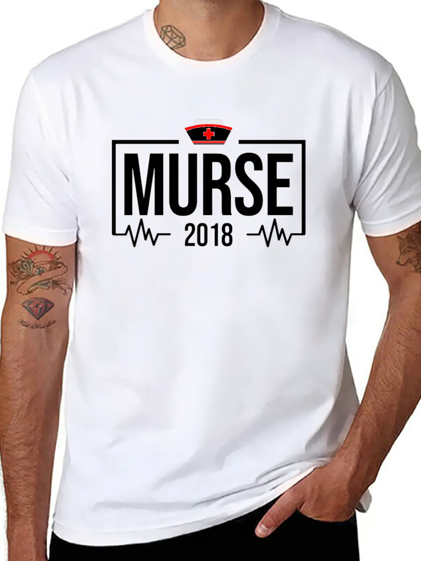 Funny Murse Male Nurse Hospital Medicine Gift Stylish Everyday T-Shirt – Unisex Basic Cotton Tee