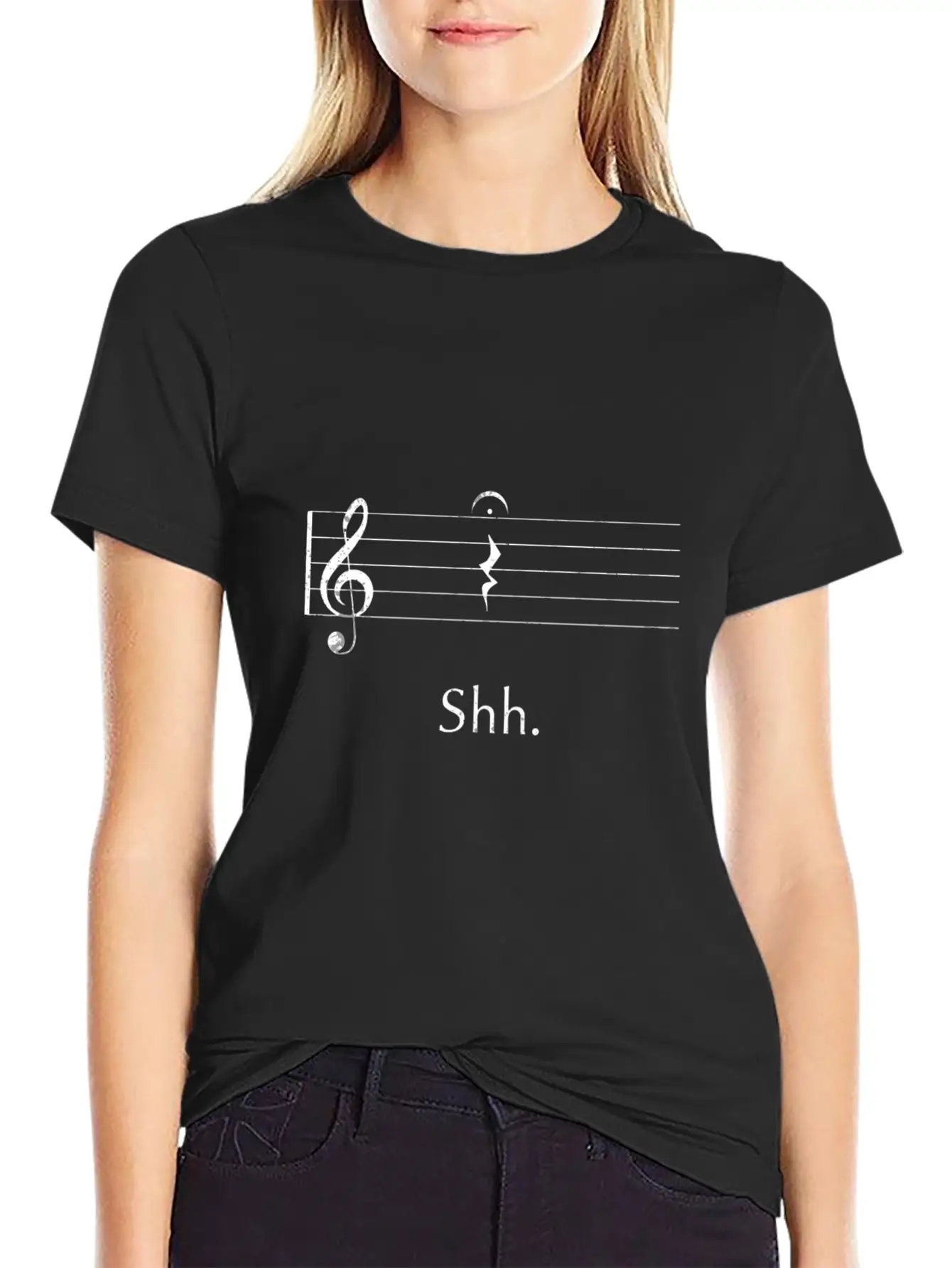 Funny Music Shh Quarter Rest And Fermata Timeless Short Sleeve Tee – Comfy And Minimalist Design