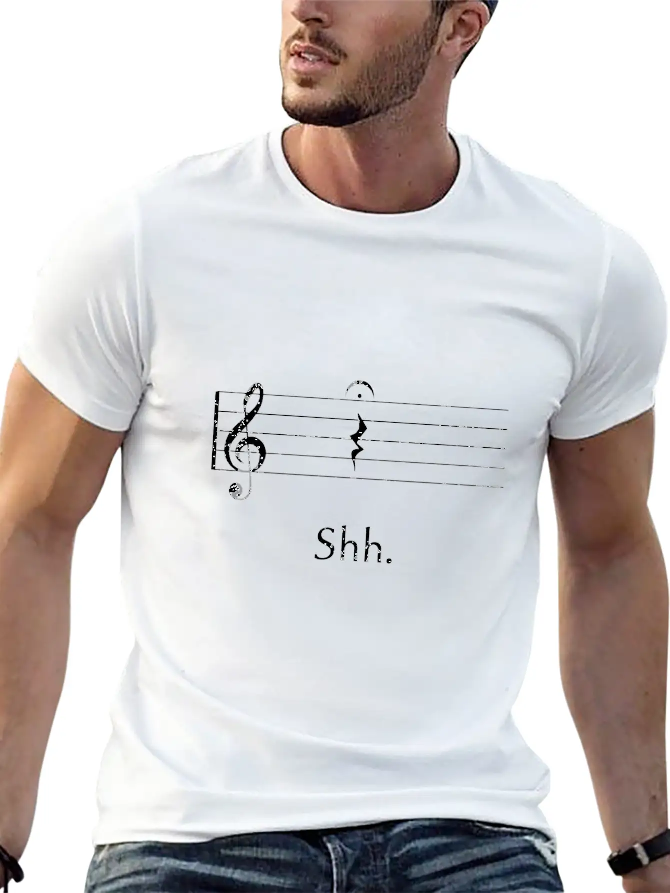Funny Music Shh Quarter Rest And Fermata Timeless Short Sleeve Tee – Comfy And Minimalist Design