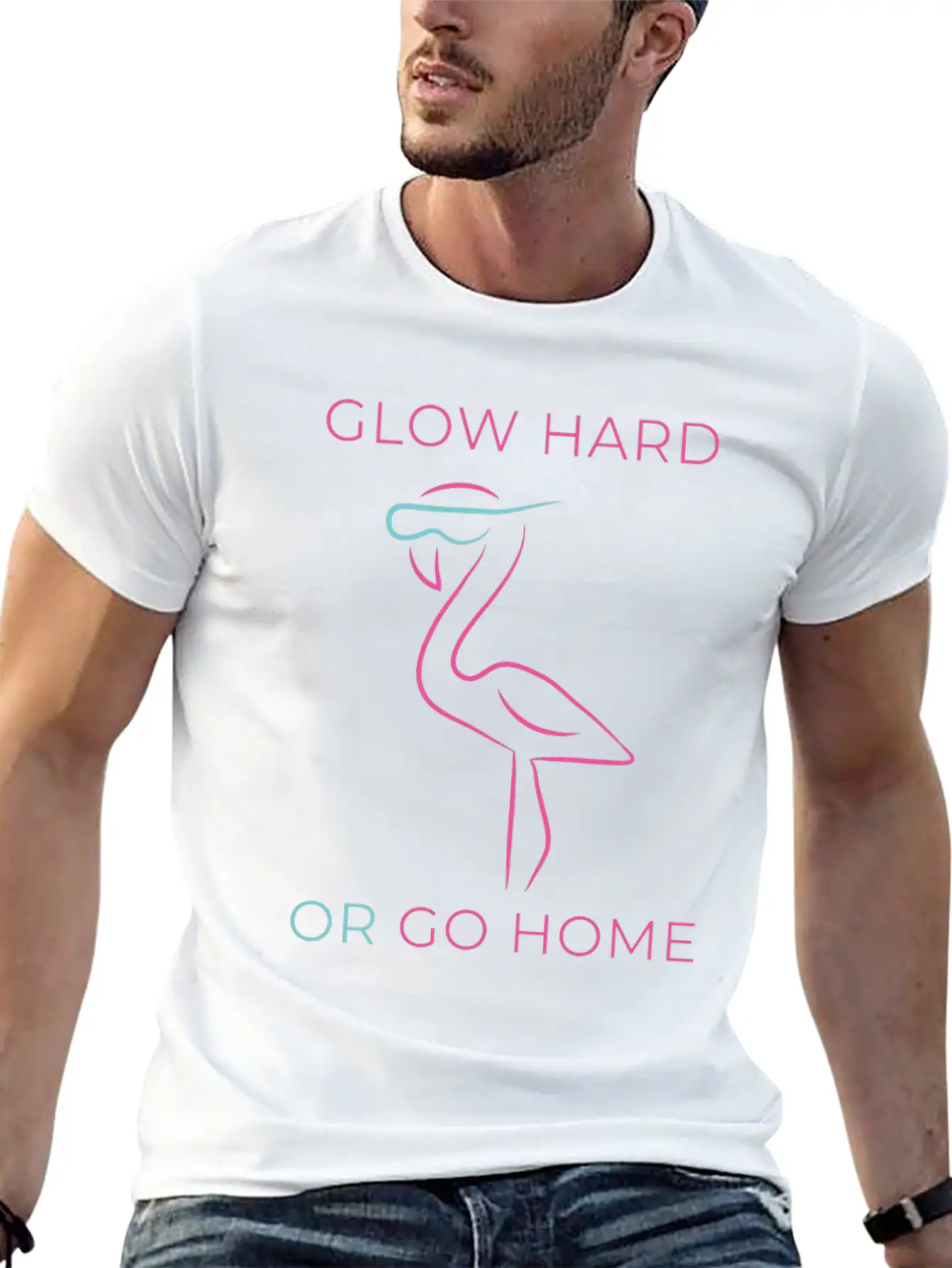 Funny Neon Flamingo Techno Rave EDM DJ Gift Music Essential Unisex Summer Tee – Soft Cotton Casual Fit