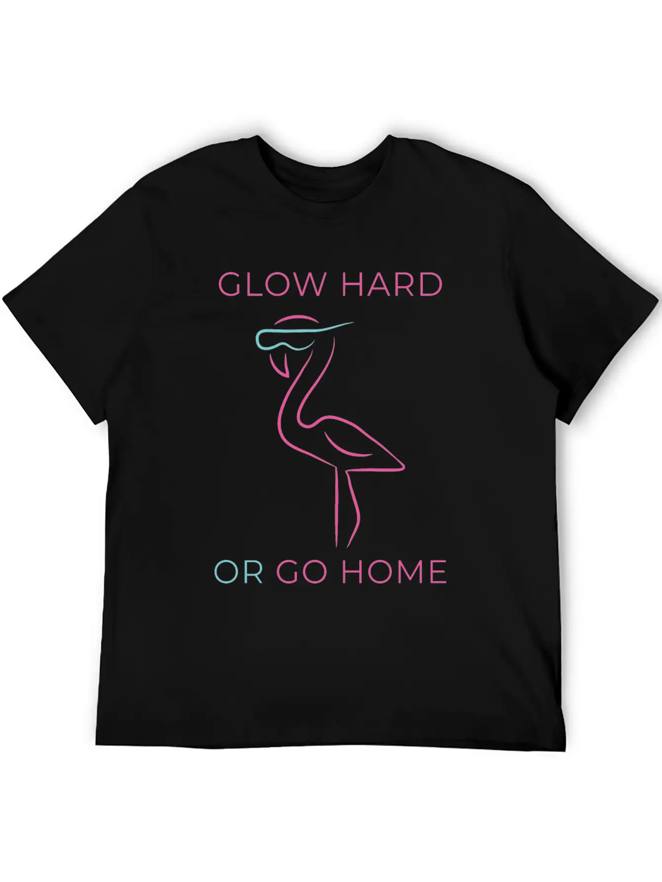 Funny Neon Flamingo Techno Rave EDM DJ Gift Music Essential Unisex Summer Tee – Soft Cotton Casual Fit