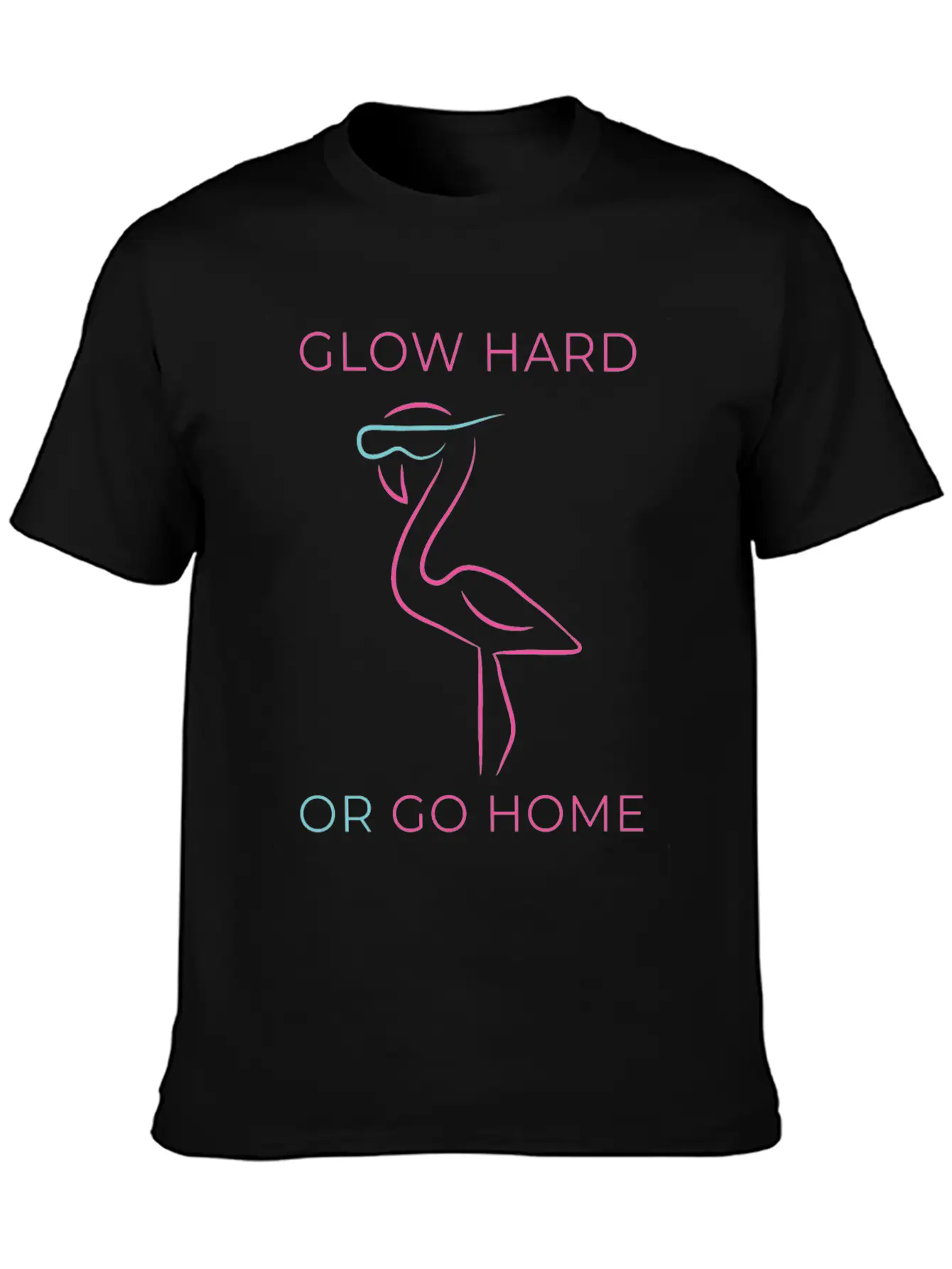 Funny Neon Flamingo Techno Rave EDM DJ Gift Music Essential Unisex Summer Tee – Soft Cotton Casual Fit