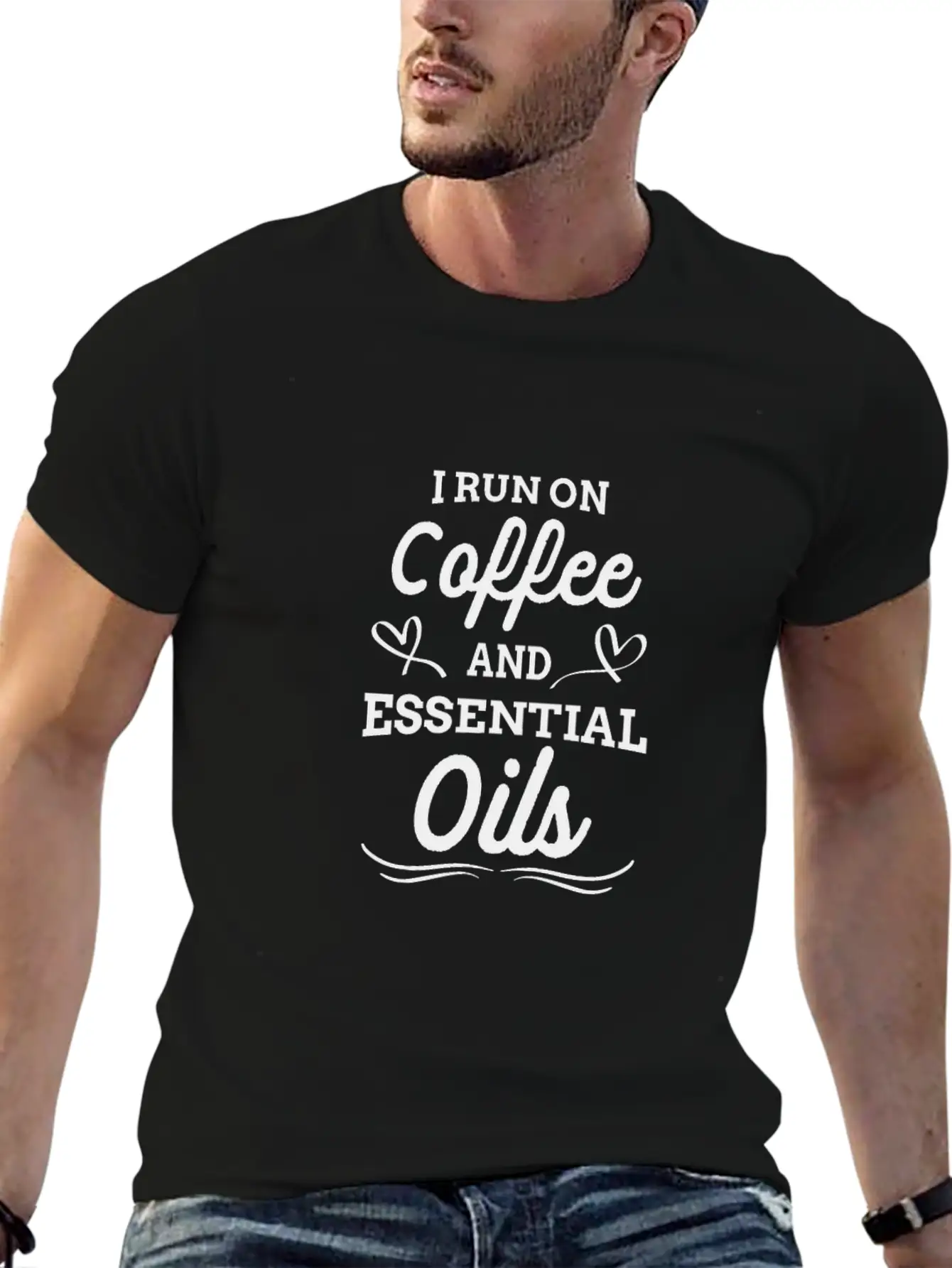 Funny Oil - I Run On Coffee And Essential Oils Stylish Everyday T-Shirt – Unisex Basic Cotton Tee