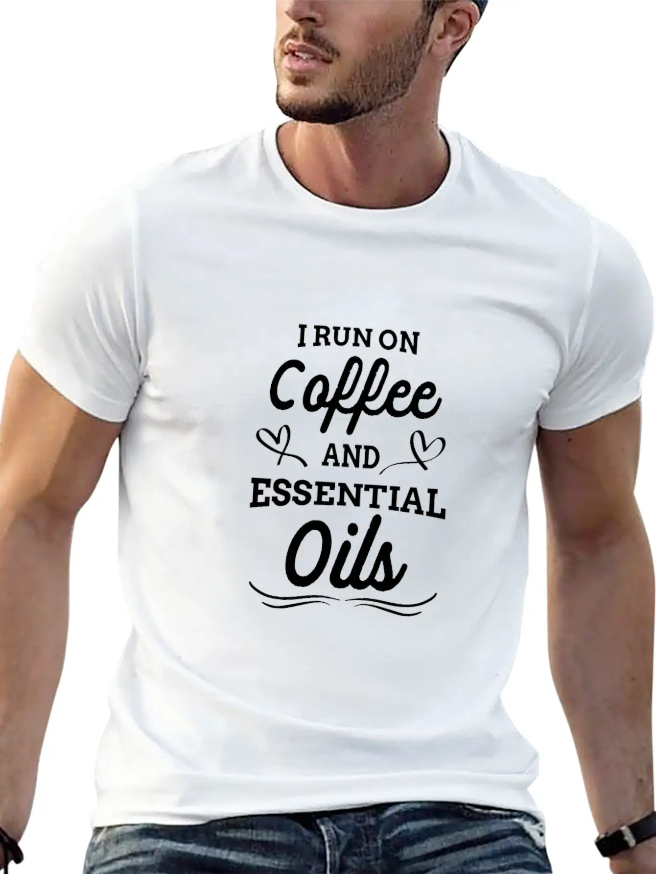 Funny Oil - I Run On Coffee And Essential Oils Stylish Everyday T-Shirt – Unisex Basic Cotton Tee