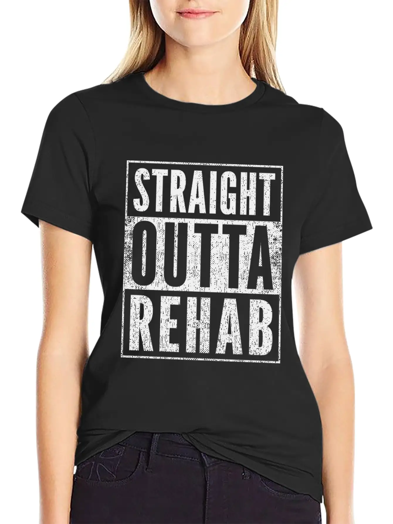 Funny Patient Get Well Gift Straight Outta Rehab Unisex Short Sleeve Soft Cotton T-Shirt – Casual Everyday Wear