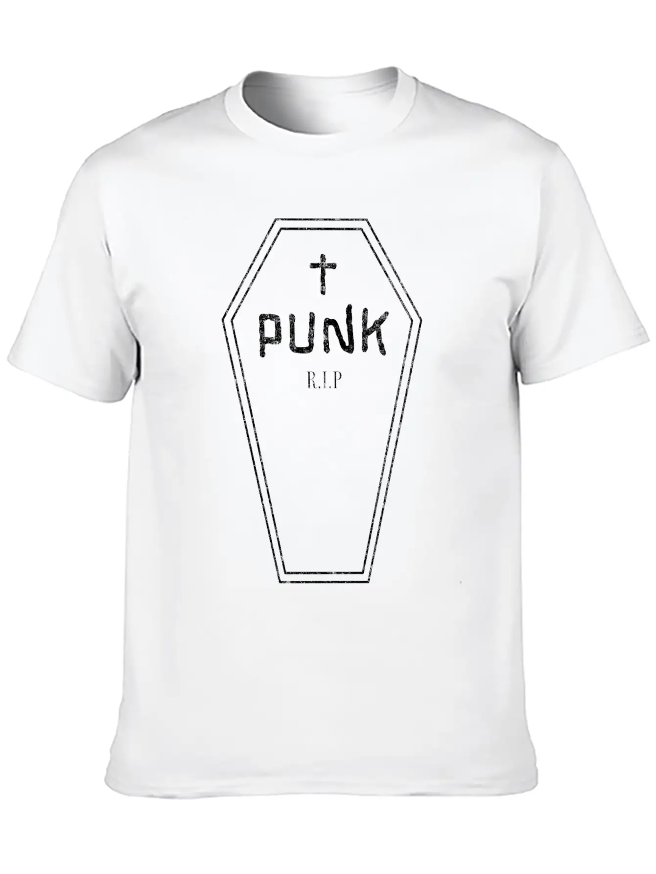 Funny Punk - Rock Guitar - Coffin - Punk Is Dead - Unisex Short Sleeve Soft Cotton T-Shirt – Casual Everyday Wear