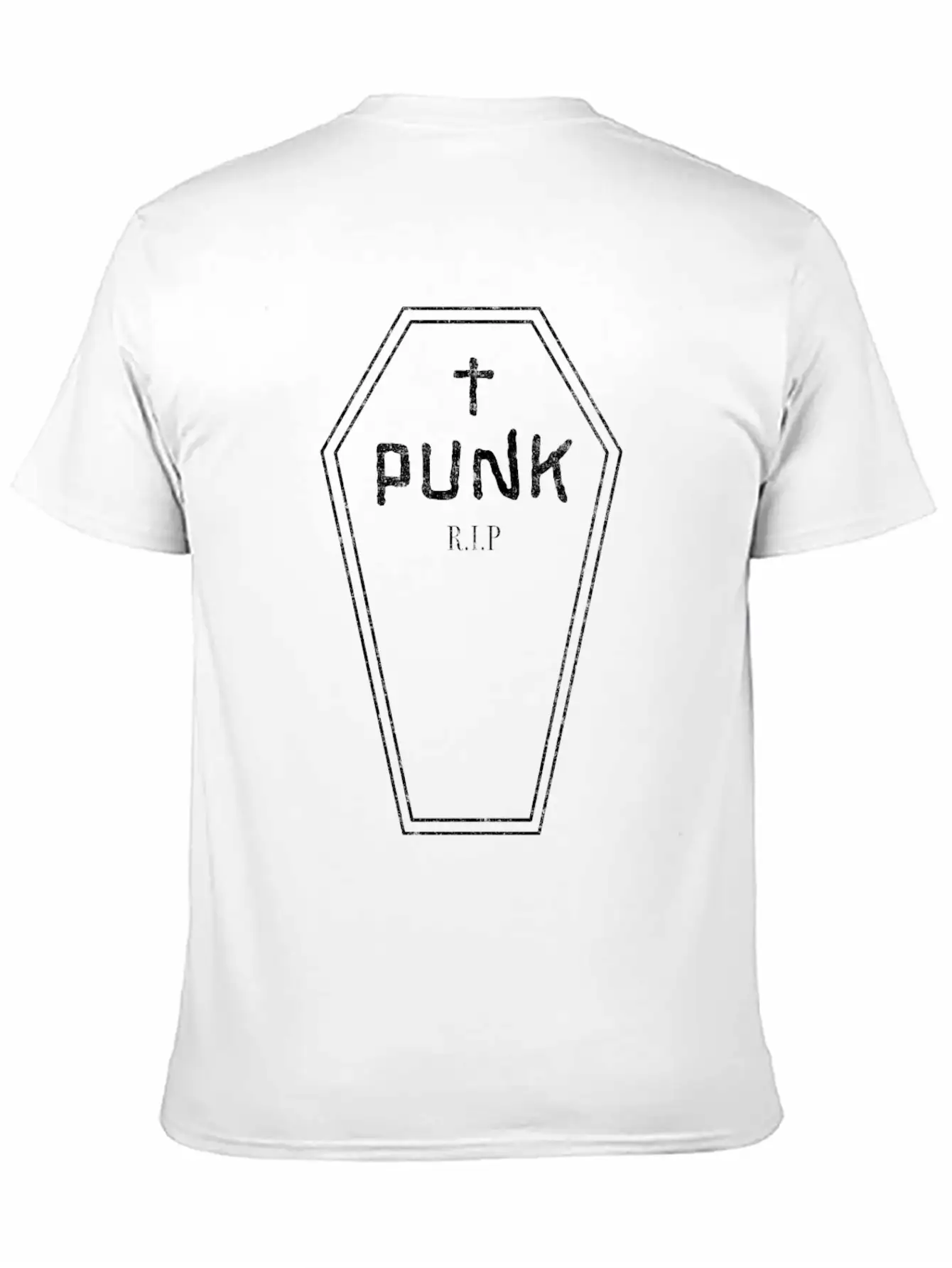 Funny Punk - Rock Guitar - Coffin - Punk Is Dead - Unisex Short Sleeve Soft Cotton T-Shirt – Casual Everyday Wear