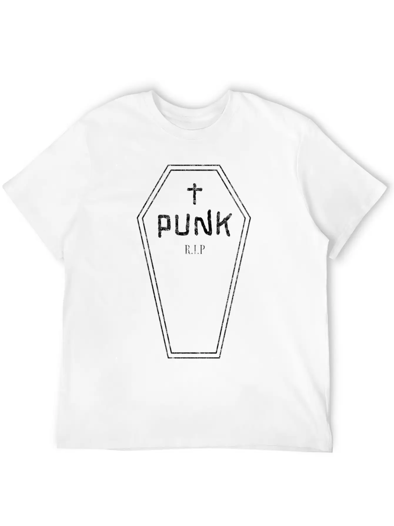 Funny Punk - Rock Guitar - Coffin - Punk Is Dead - Unisex Short Sleeve Soft Cotton T-Shirt – Casual Everyday Wear