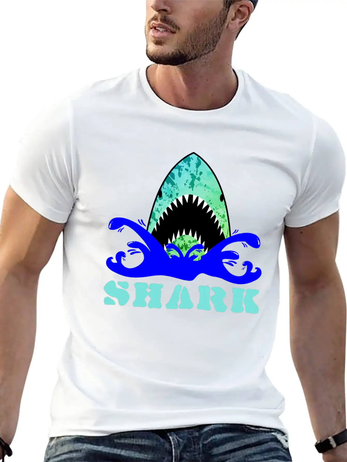 Funny Shark Comfortable Minimalist Graphic Tee – Summer Style Essential