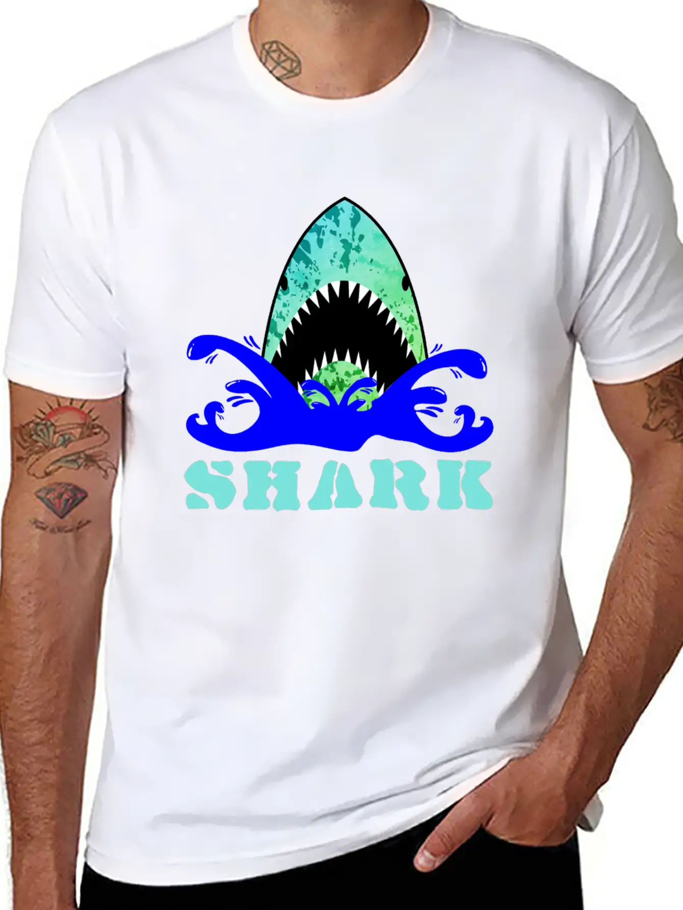 Funny Shark Comfortable Minimalist Graphic Tee – Summer Style Essential