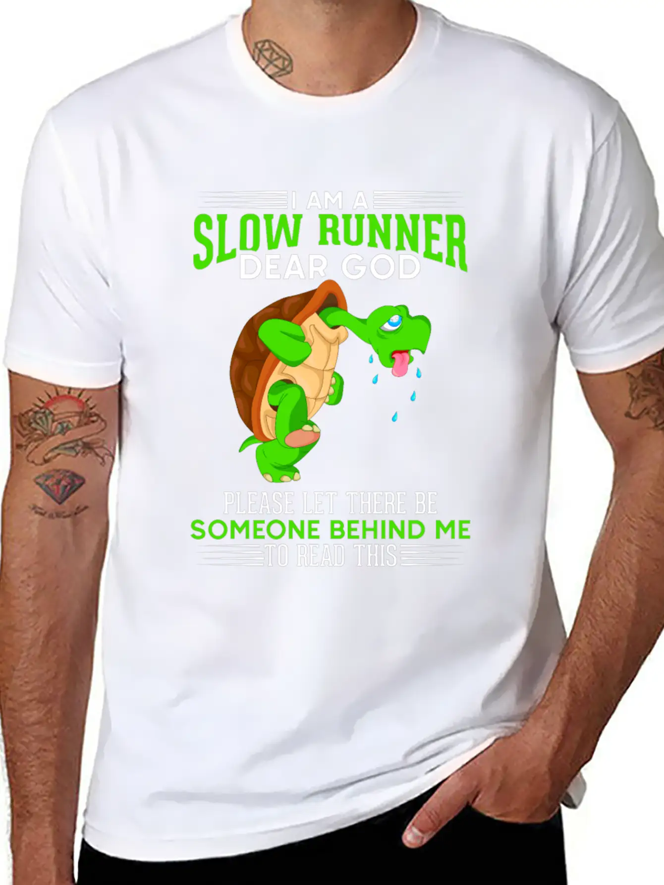 Funny Slow Running Turtle Runner Marathon Humor Basic Graphic T-Shirt – Daily Comfort In Soft Cotton