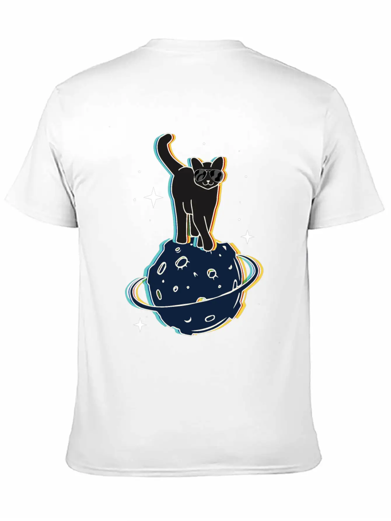 Funny Surrealistic Cool Cat On Comet Stylish Everyday T-Shirt – Unisex Basic Cotton Tee
