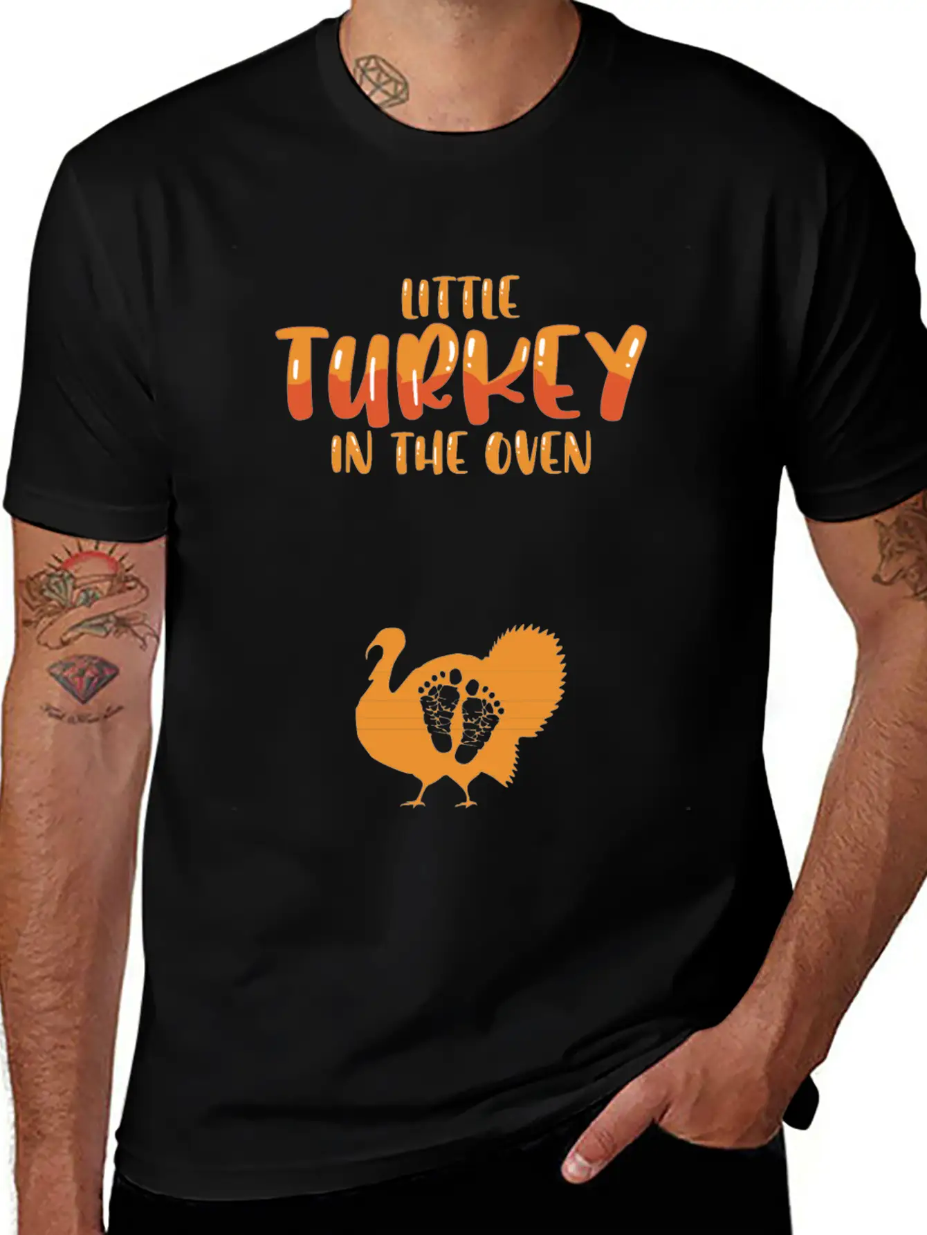 Funny Thanksgiving Pregnancy Announcement Turkey Unisex Casual T-Shirt – Clean Design For Daily Comfort