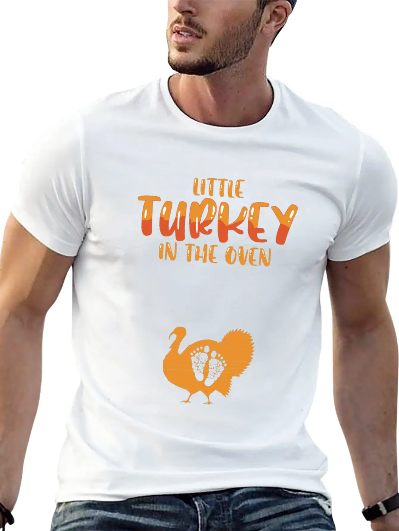 Funny Thanksgiving Pregnancy Announcement Turkey Unisex Casual T-Shirt – Clean Design For Daily Comfort