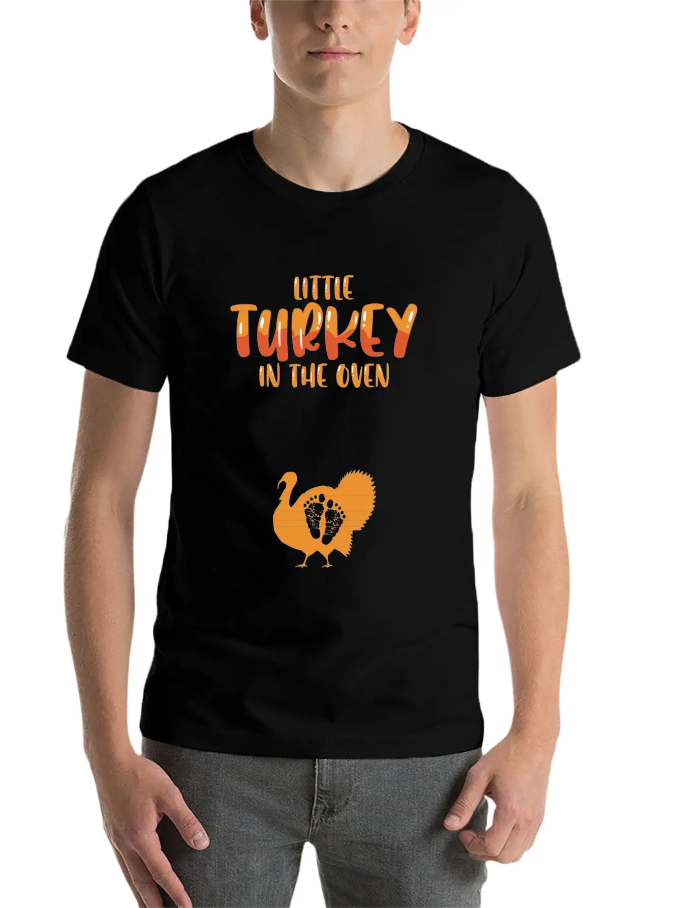 Funny Thanksgiving Pregnancy Announcement Turkey Unisex Casual T-Shirt – Clean Design For Daily Comfort
