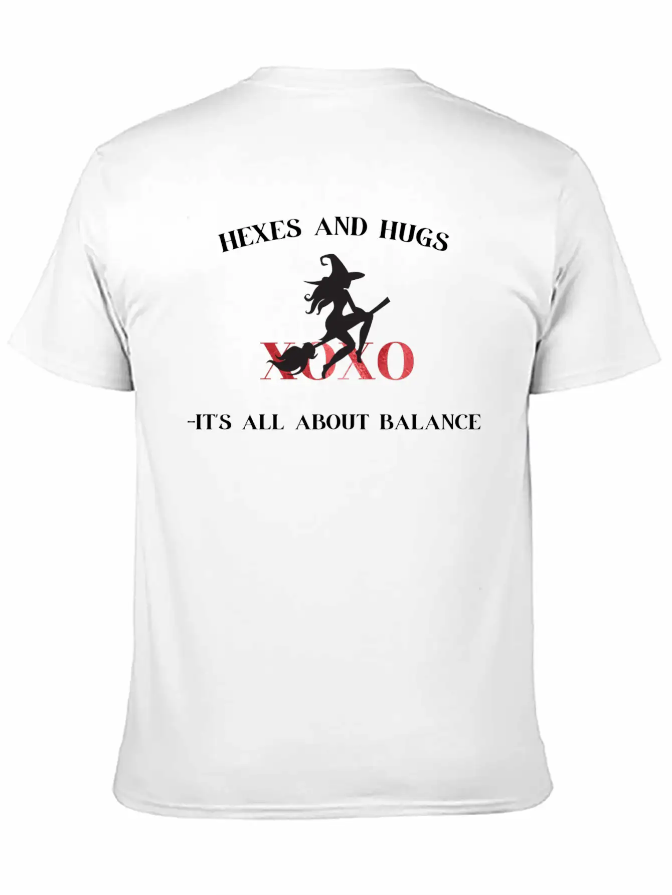 Funny Witch Halloween Hexes And Hugs-Balance Stylish Everyday T-Shirt – Unisex Basic Cotton Tee
