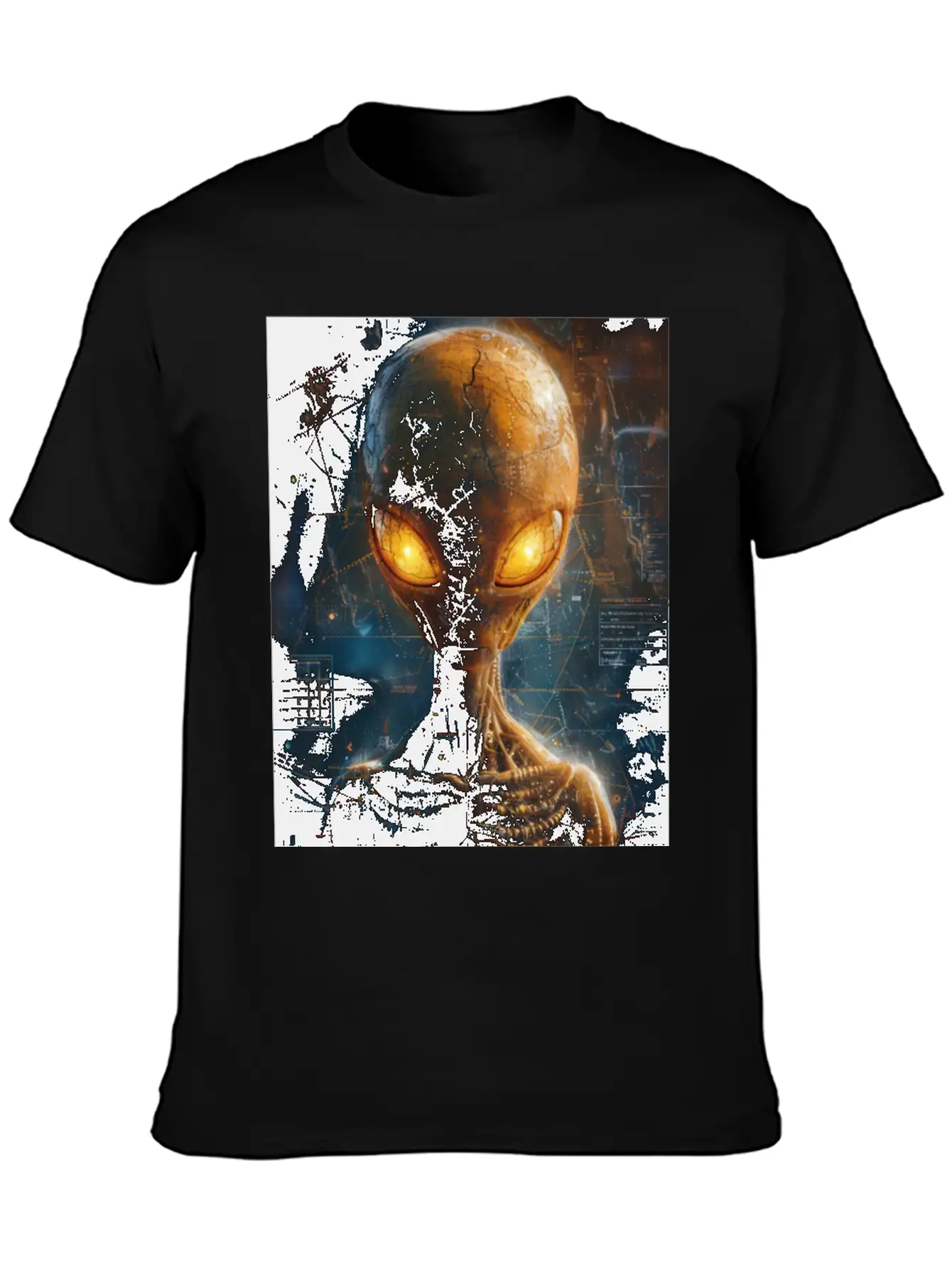 Futuristic Alien With Glowing Eyes In Digital Real Comfortable Minimalist Graphic Tee – Summer Style Essential