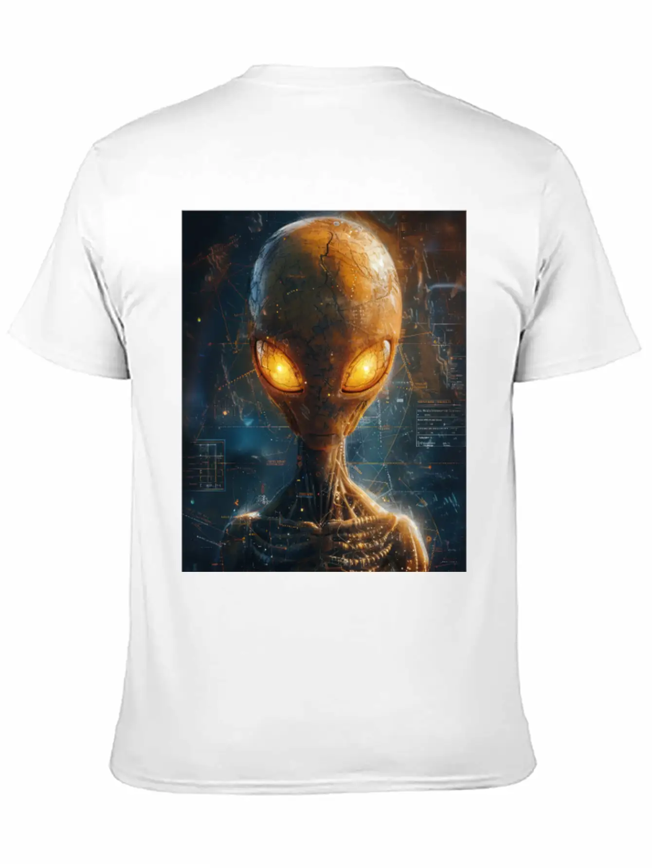 Futuristic Alien With Glowing Eyes In Digital Real Comfortable Minimalist Graphic Tee – Summer Style Essential