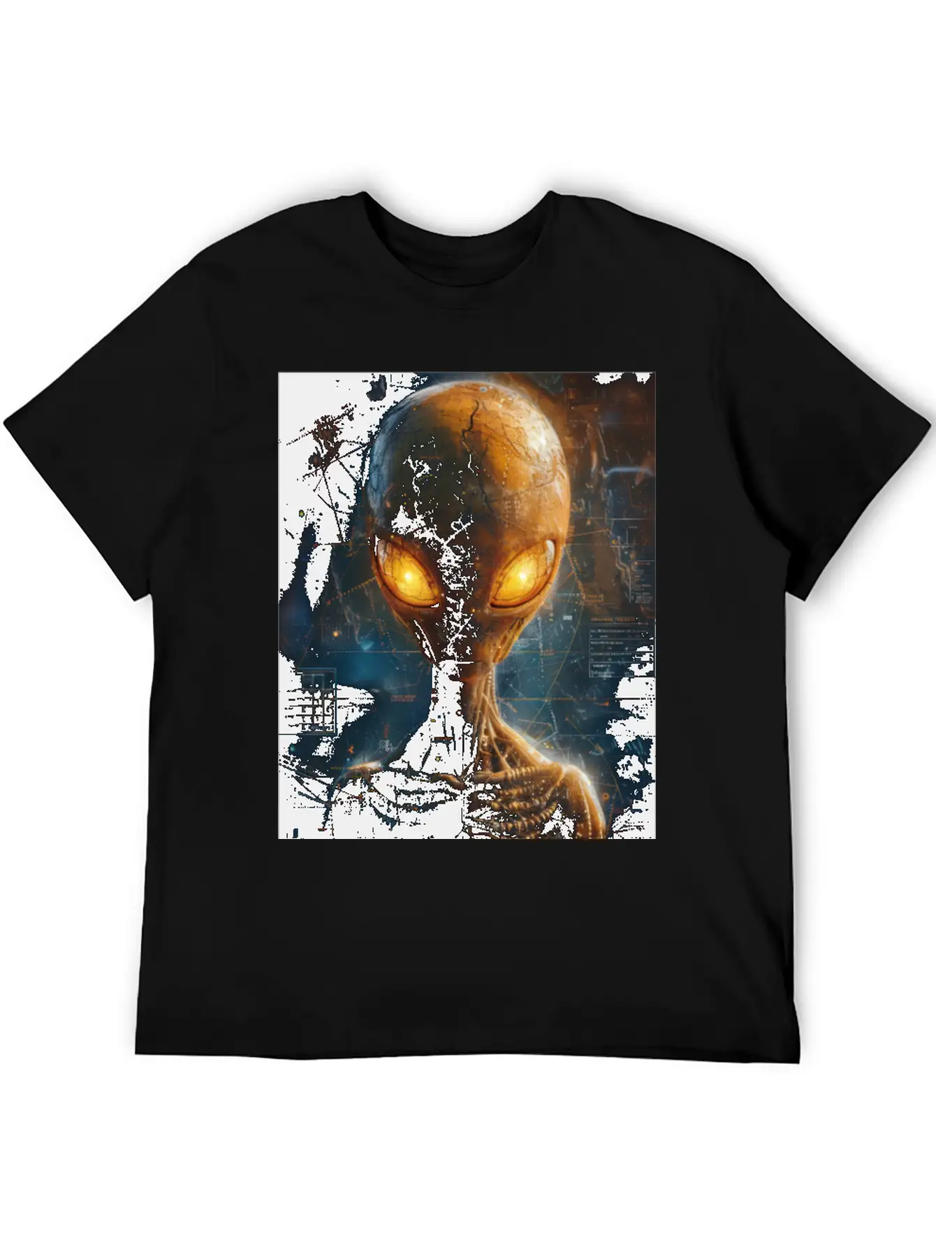 Futuristic Alien With Glowing Eyes In Digital Real Comfortable Minimalist Graphic Tee – Summer Style Essential