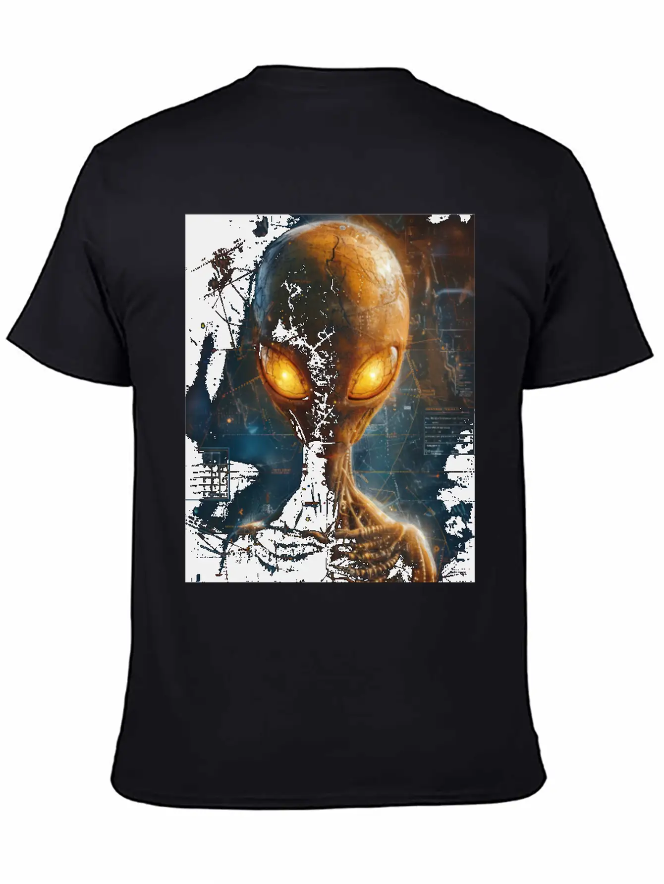 Futuristic Alien With Glowing Eyes In Digital Real Comfortable Minimalist Graphic Tee – Summer Style Essential