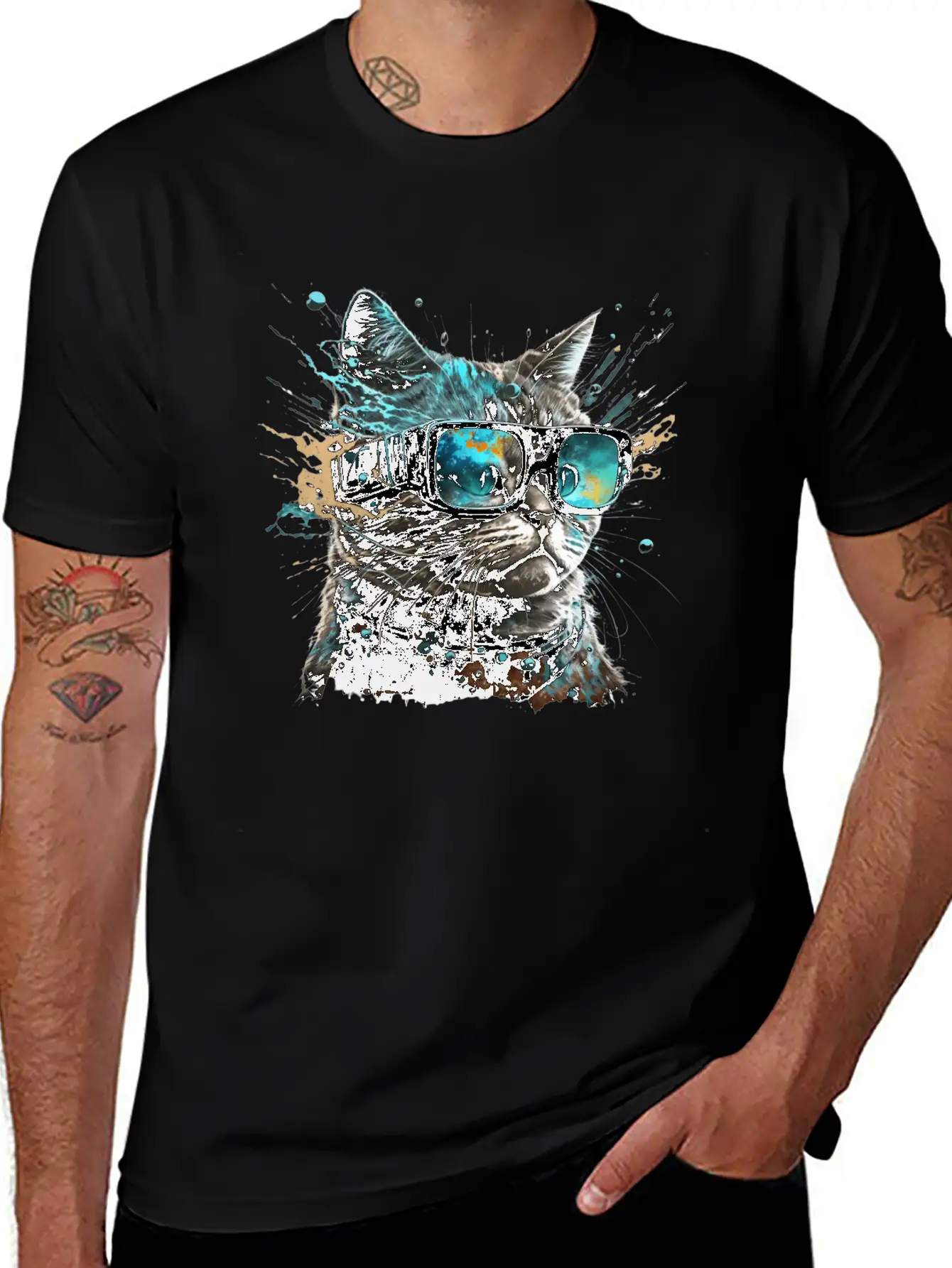 Futuristic VR Glass Cat Unisex Short Sleeve Soft Cotton T-Shirt – Casual Everyday Wear