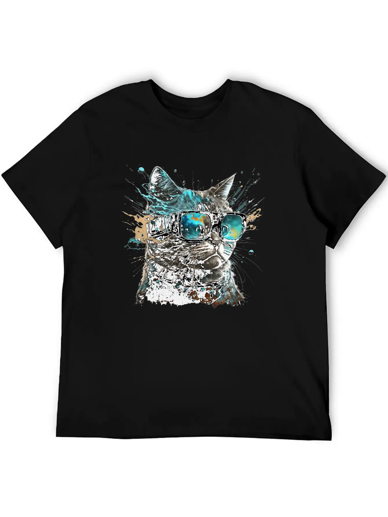 Futuristic VR Glass Cat Unisex Short Sleeve Soft Cotton T-Shirt – Casual Everyday Wear