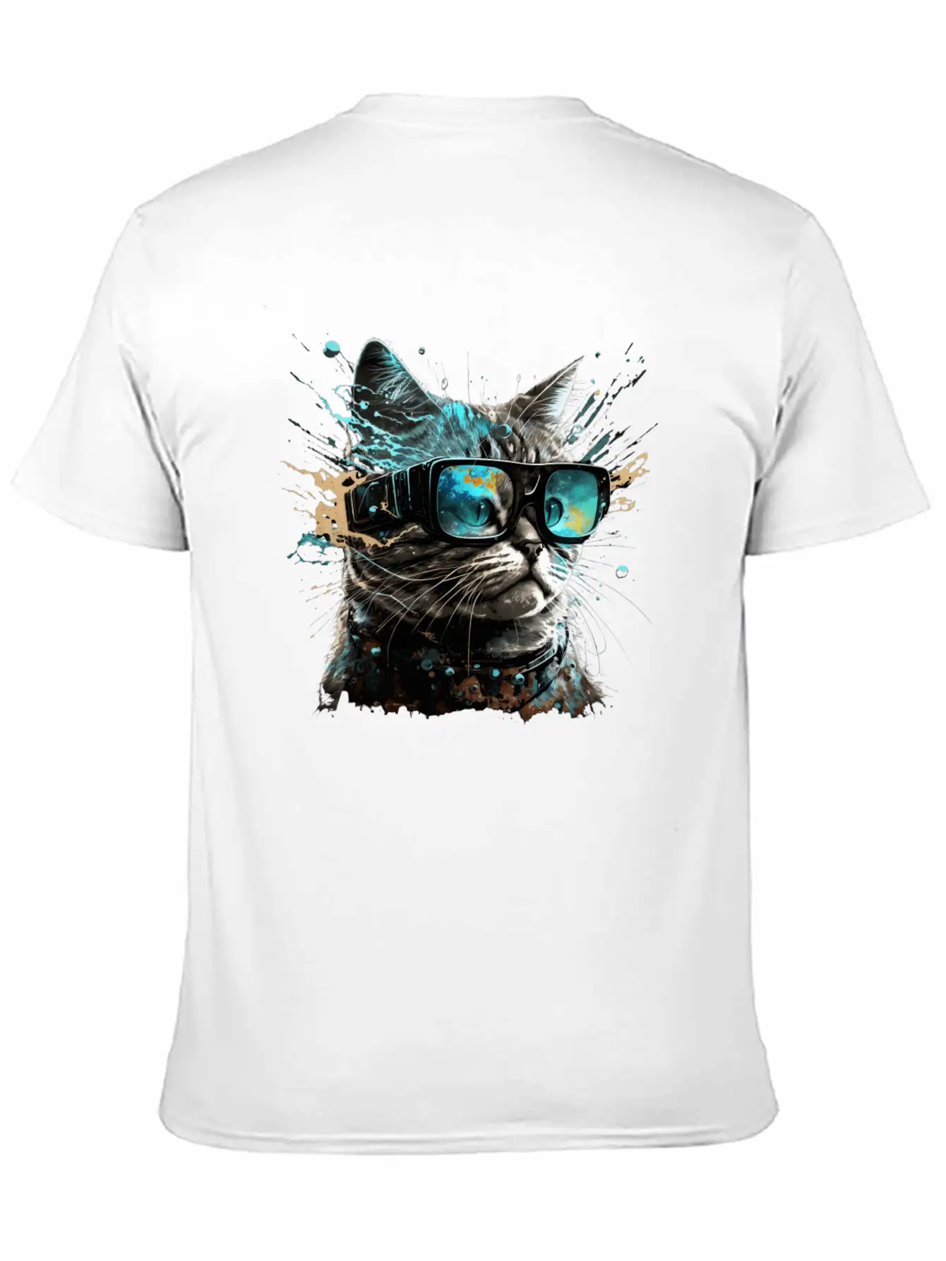 Futuristic VR Glass Cat Unisex Short Sleeve Soft Cotton T-Shirt – Casual Everyday Wear