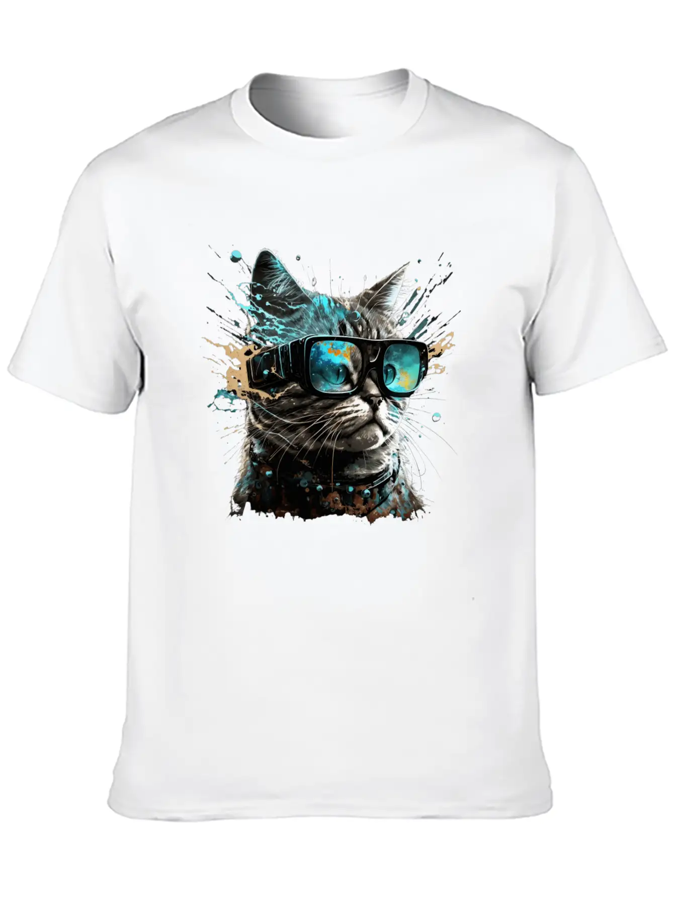 Futuristic VR Glass Cat Unisex Short Sleeve Soft Cotton T-Shirt – Casual Everyday Wear