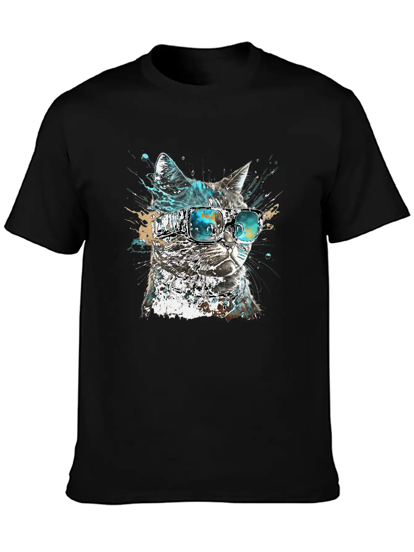 Futuristic VR Glass Cat Unisex Short Sleeve Soft Cotton T-Shirt – Casual Everyday Wear