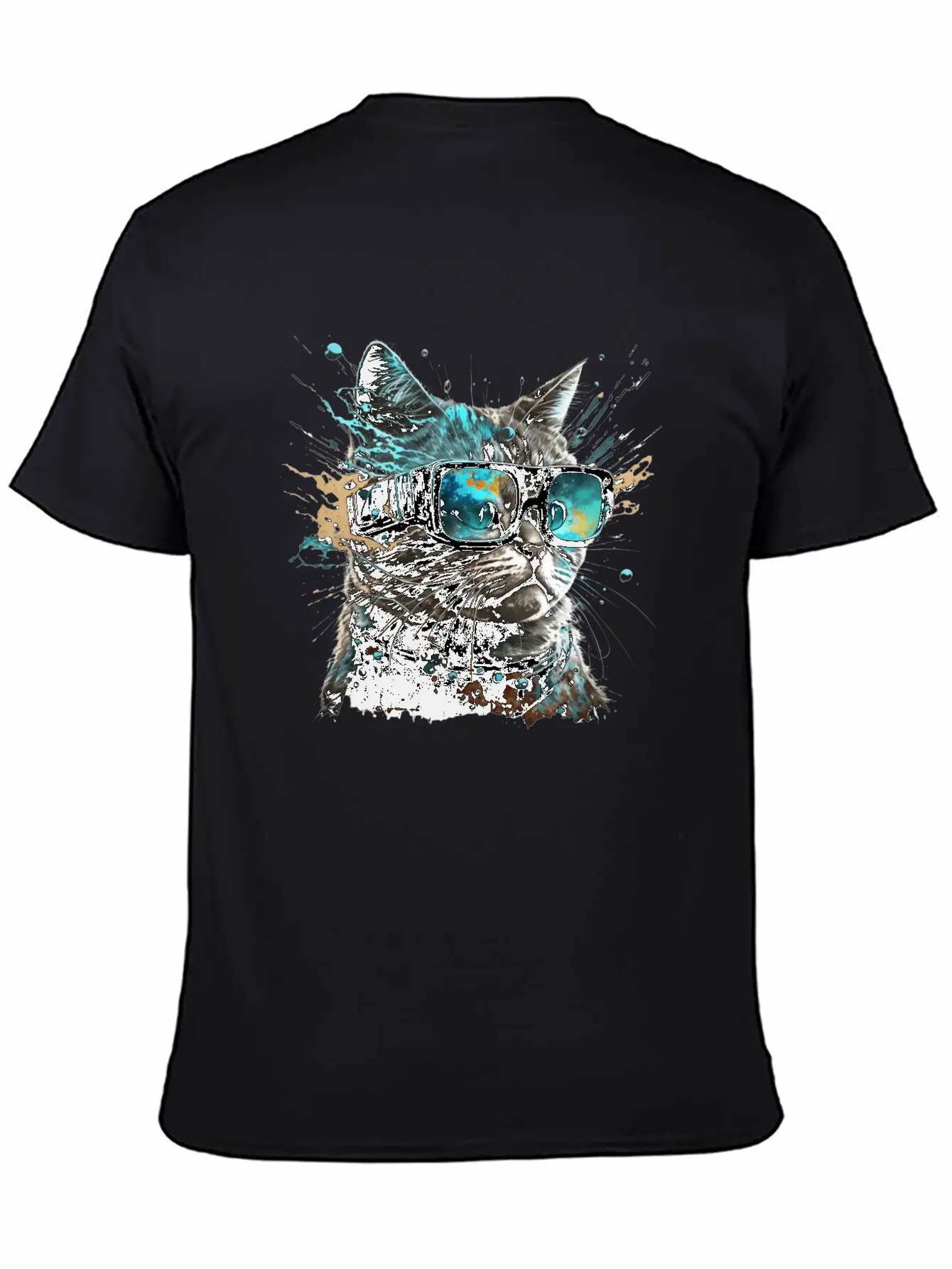 Futuristic VR Glass Cat Unisex Short Sleeve Soft Cotton T-Shirt – Casual Everyday Wear