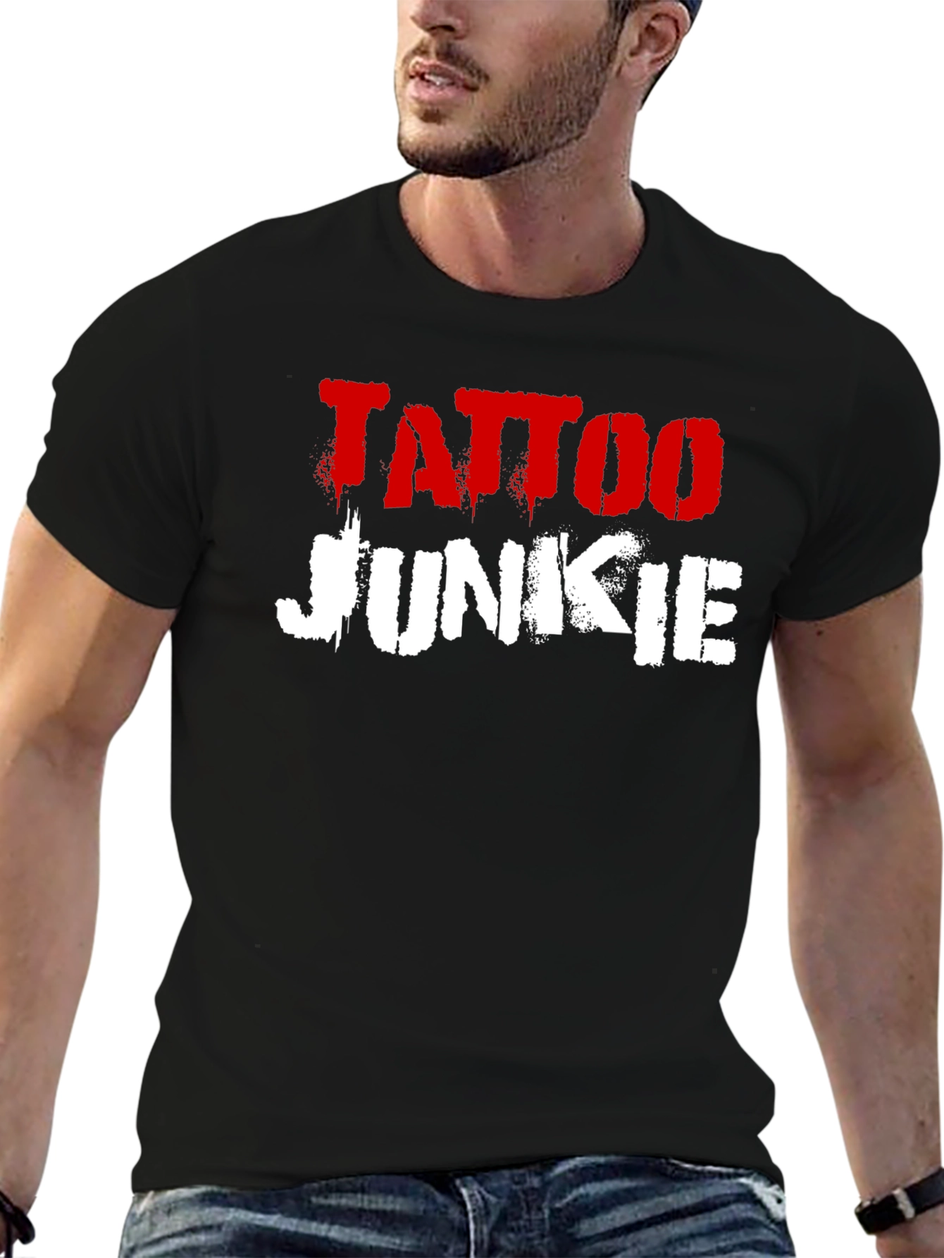 Tattoo Junkie Black Graphic Tee Shirt