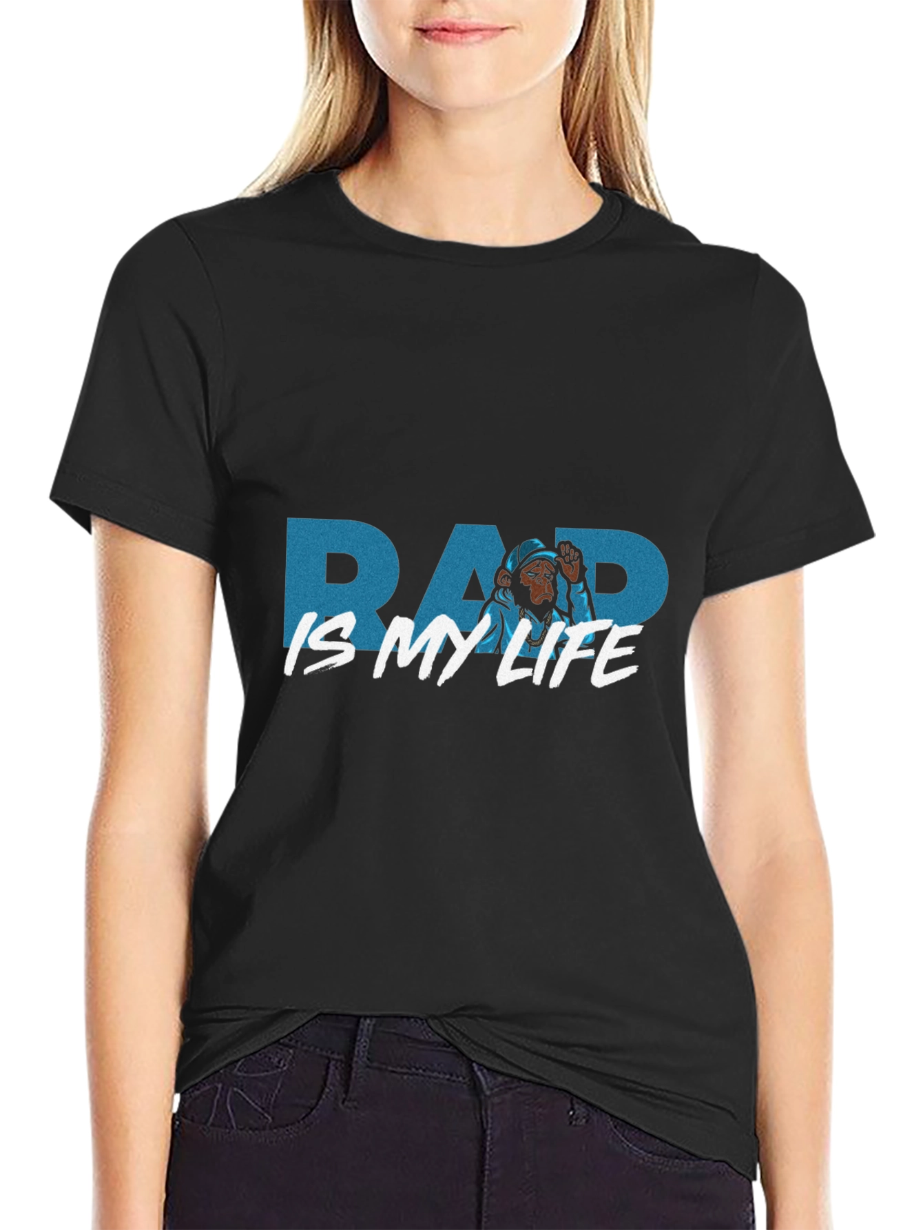Rap Is My Life Monkey Graphic Black T-Shirt