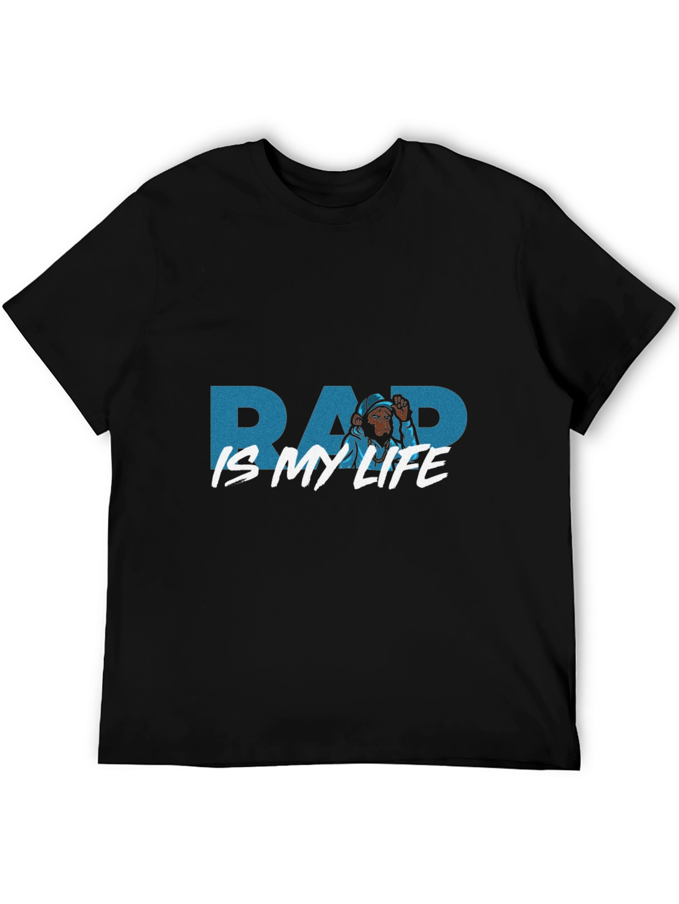 Rap Is My Life Monkey Graphic Black T-Shirt