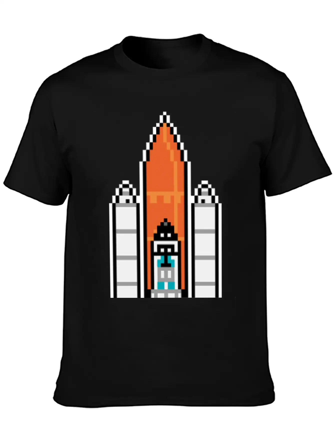 G 36 Space Shuttle In Geek And Pixel Art Style Unisex Short Sleeve Soft Cotton T-Shirt – Casual Everyday Wear