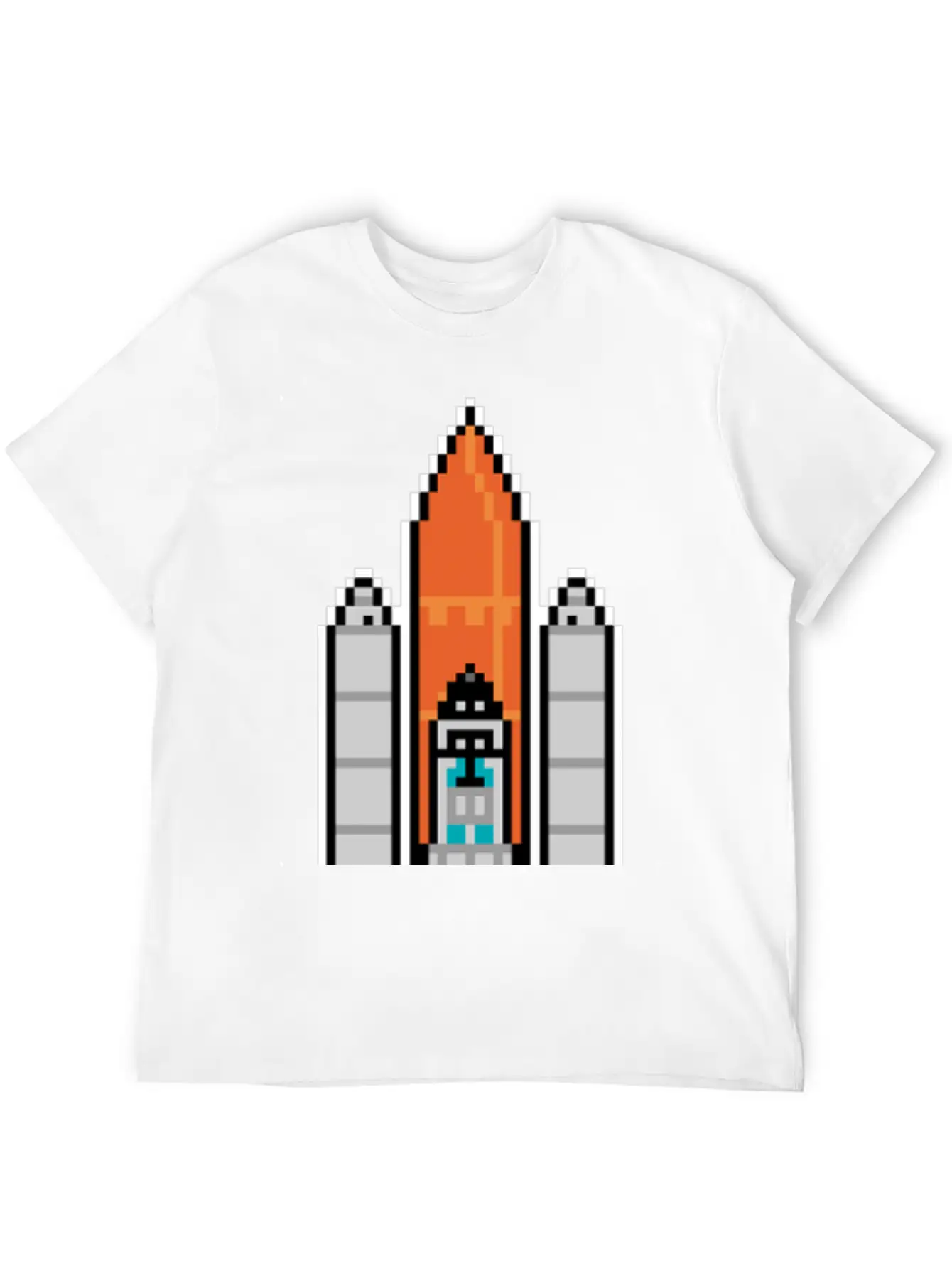 G 36 Space Shuttle In Geek And Pixel Art Style Unisex Short Sleeve Soft Cotton T-Shirt – Casual Everyday Wear