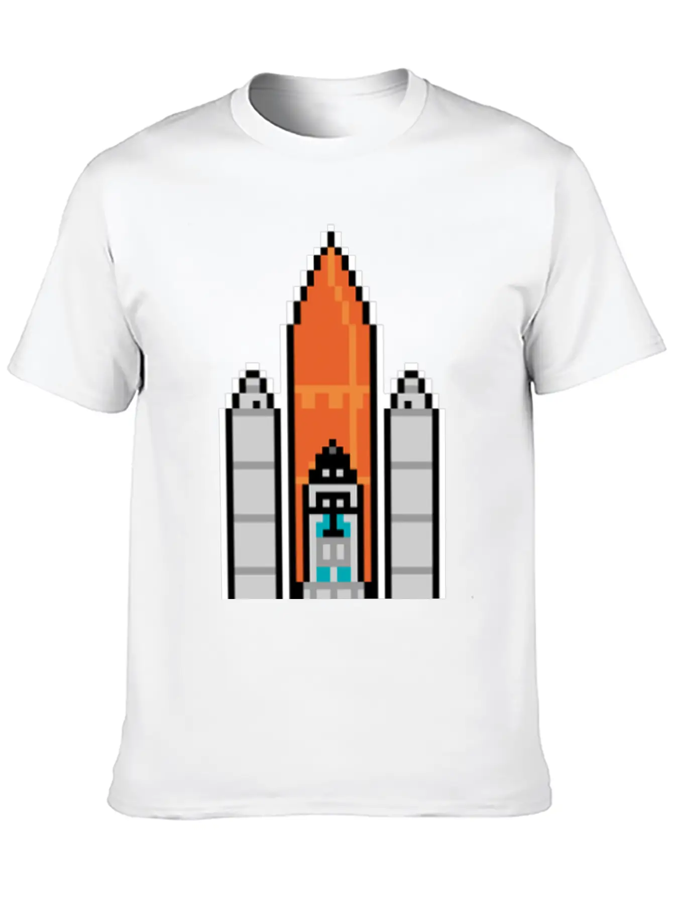 G 36 Space Shuttle In Geek And Pixel Art Style Unisex Short Sleeve Soft Cotton T-Shirt – Casual Everyday Wear