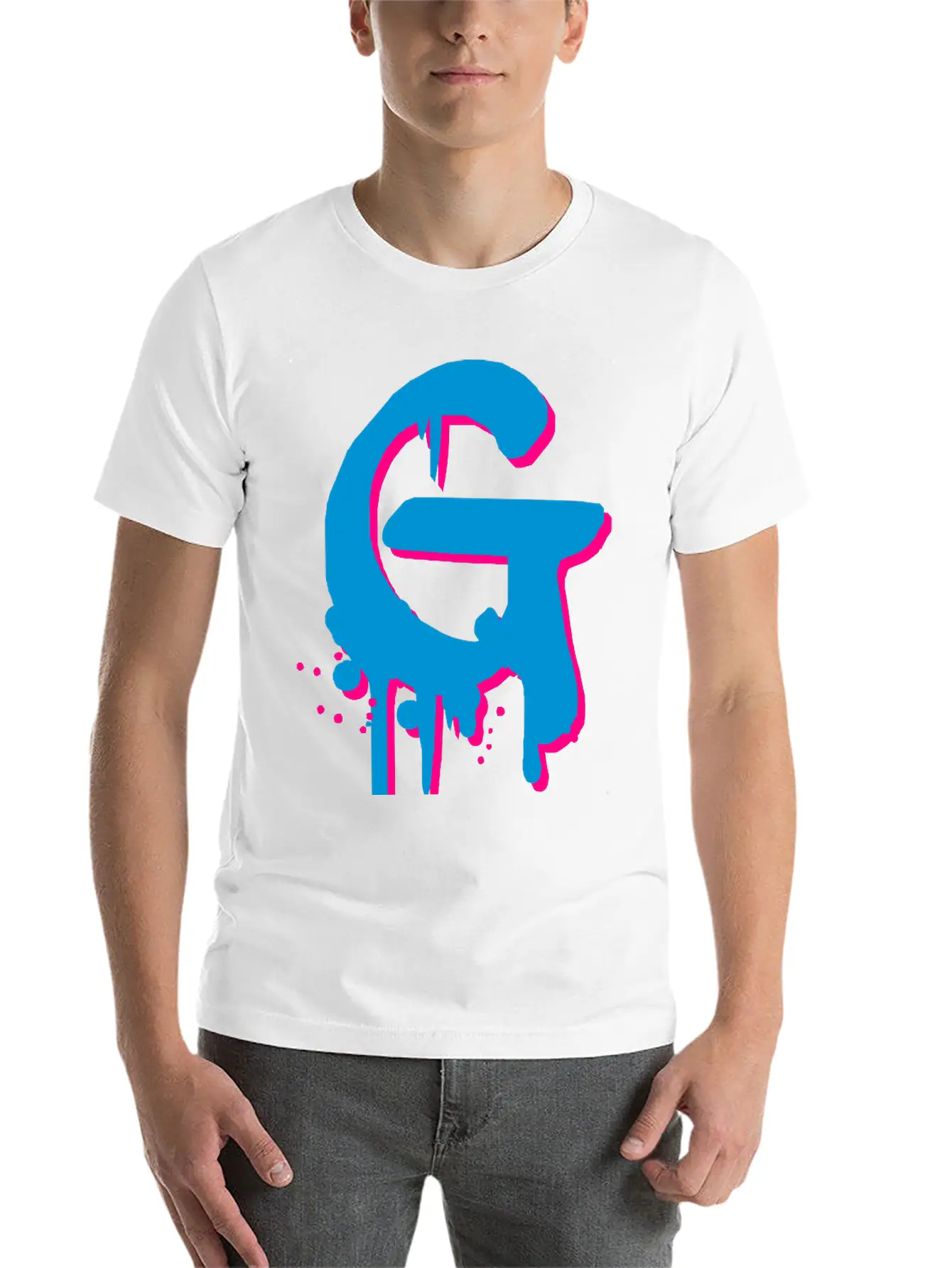 G Graffiti Drops Farbklex Spray Stylish Everyday T-Shirt – Unisex Basic Cotton Tee