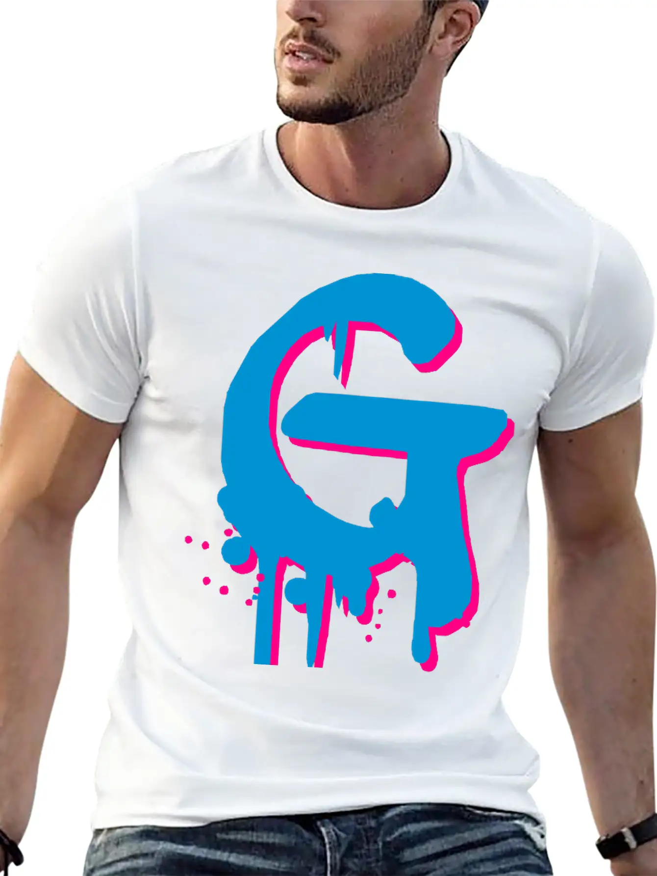 G Graffiti Drops Farbklex Spray Stylish Everyday T-Shirt – Unisex Basic Cotton Tee