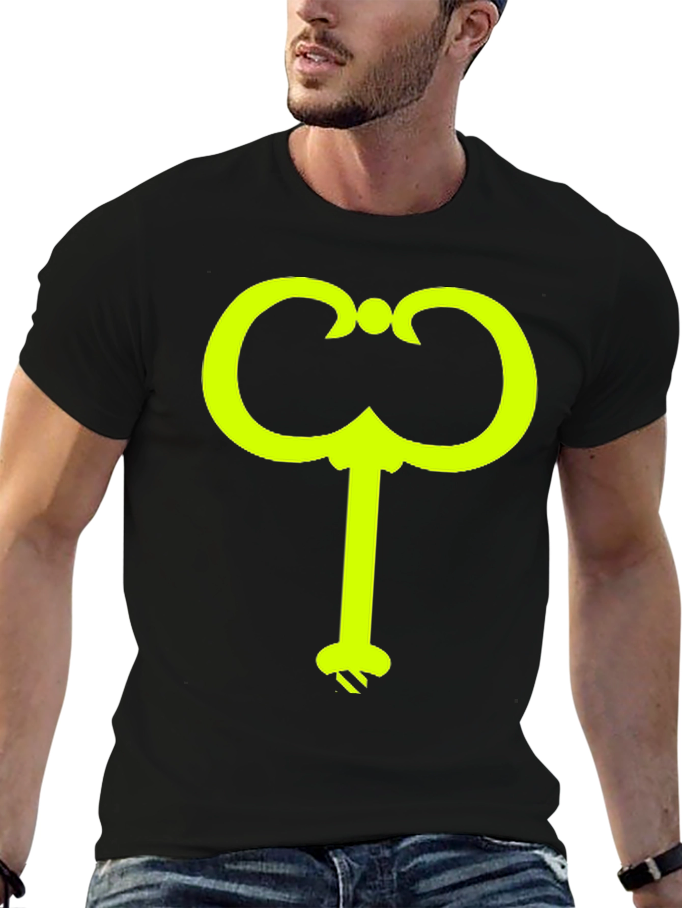 Black T-Shirt with Yellow Catalan Key Design