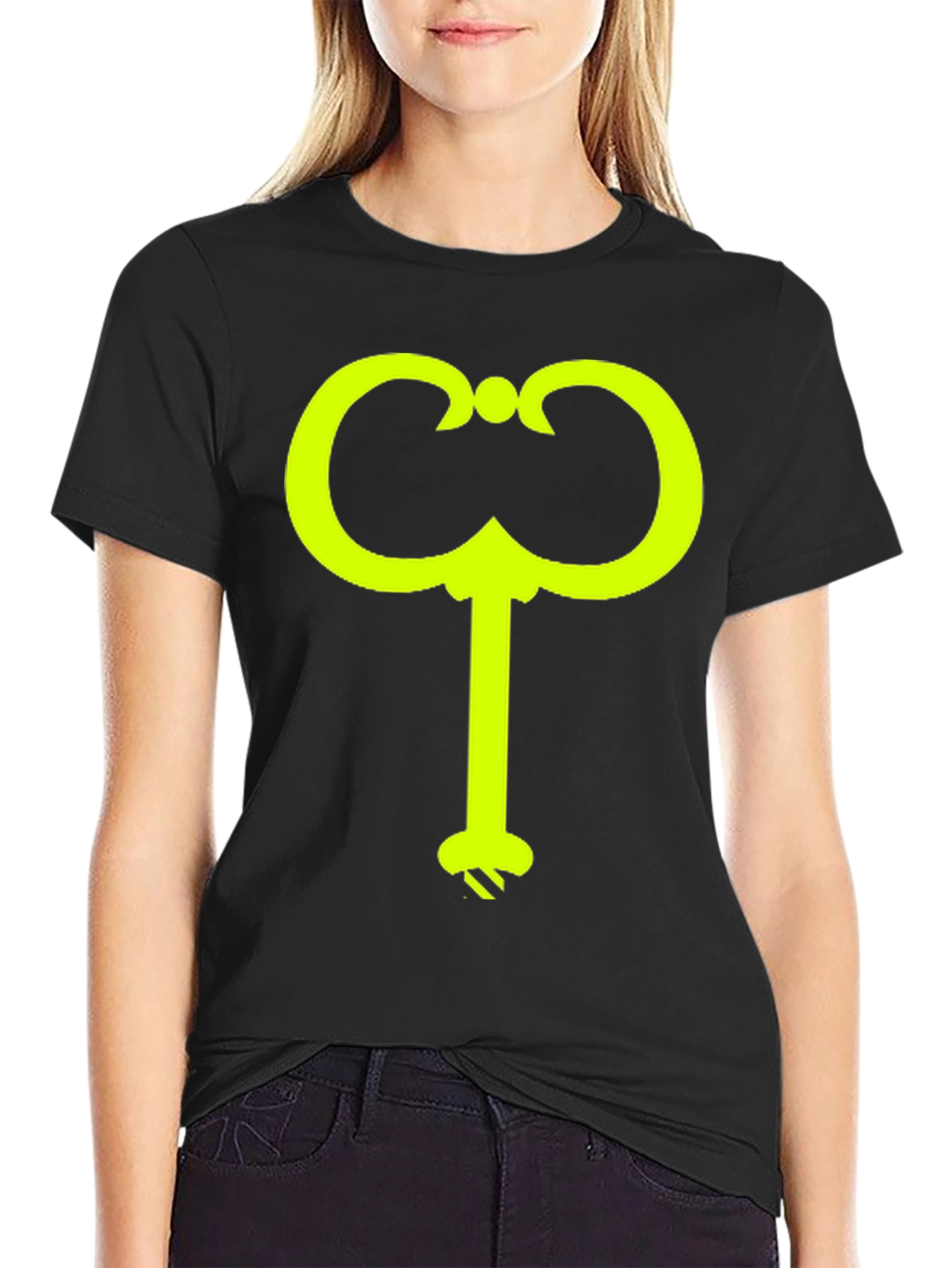 Black T-Shirt with Yellow Catalan Key Design