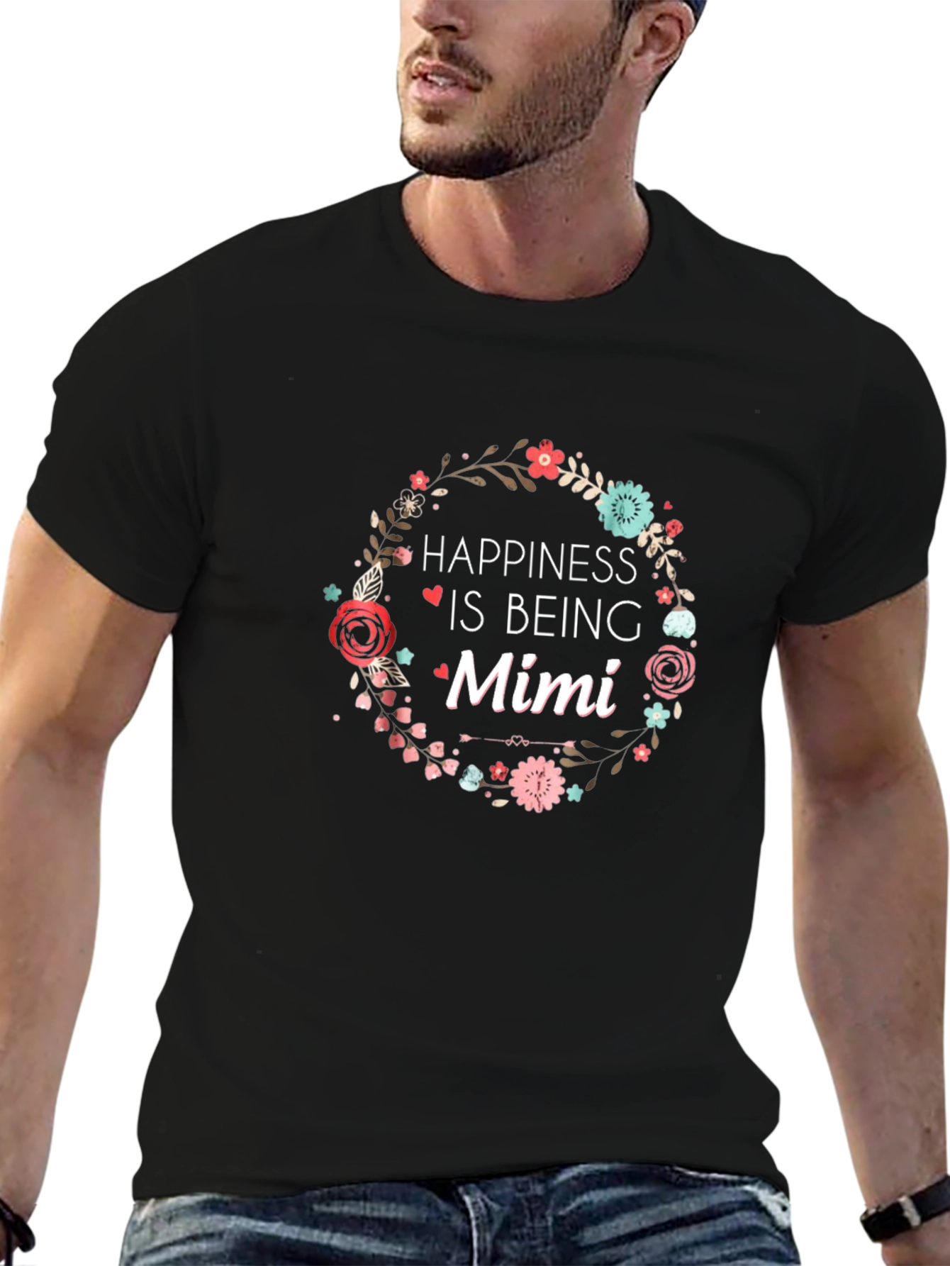 Happiness Is Being Mimi Black Tee Shirt