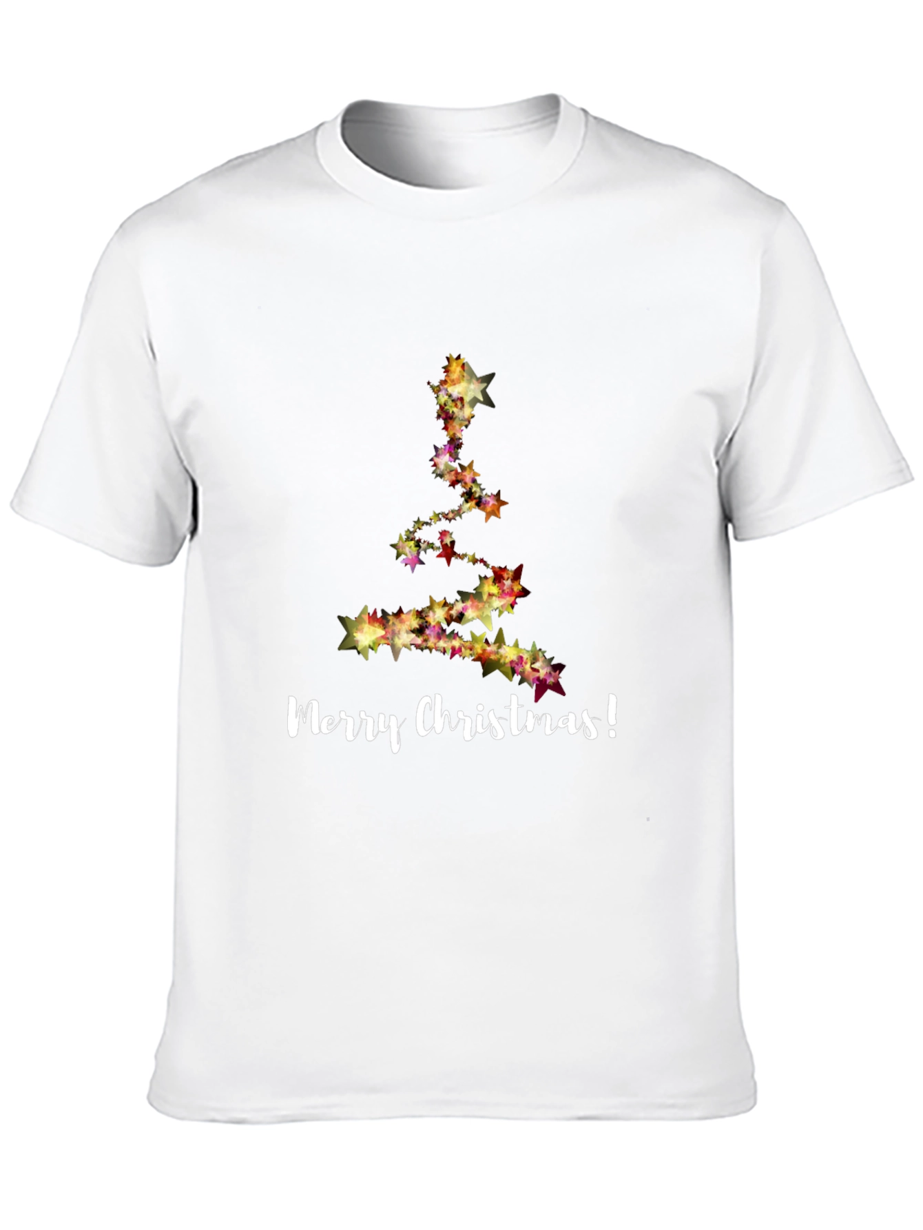 Merry Christmas Star Tree Black T-Shirt