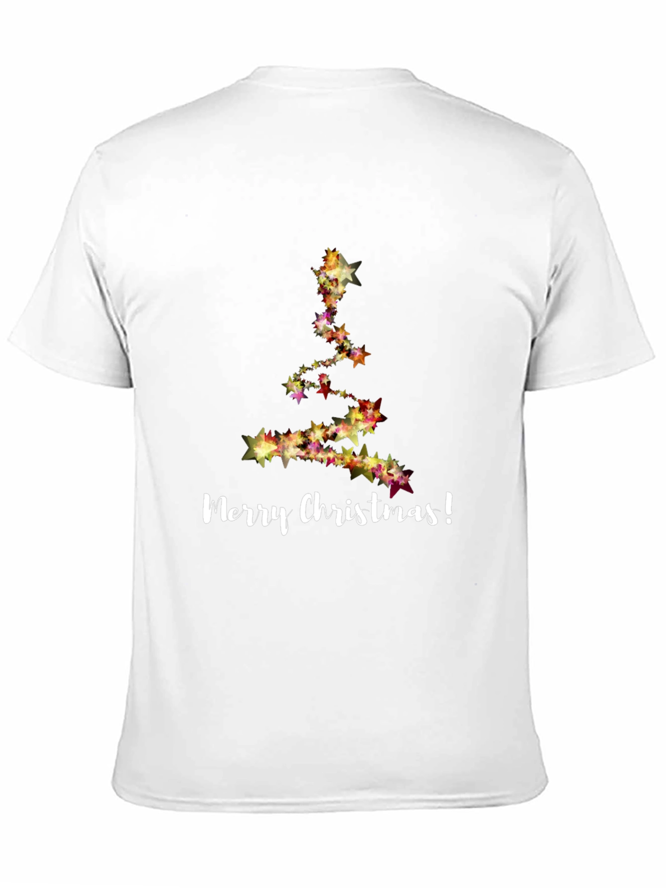 Merry Christmas Star Tree Black T-Shirt