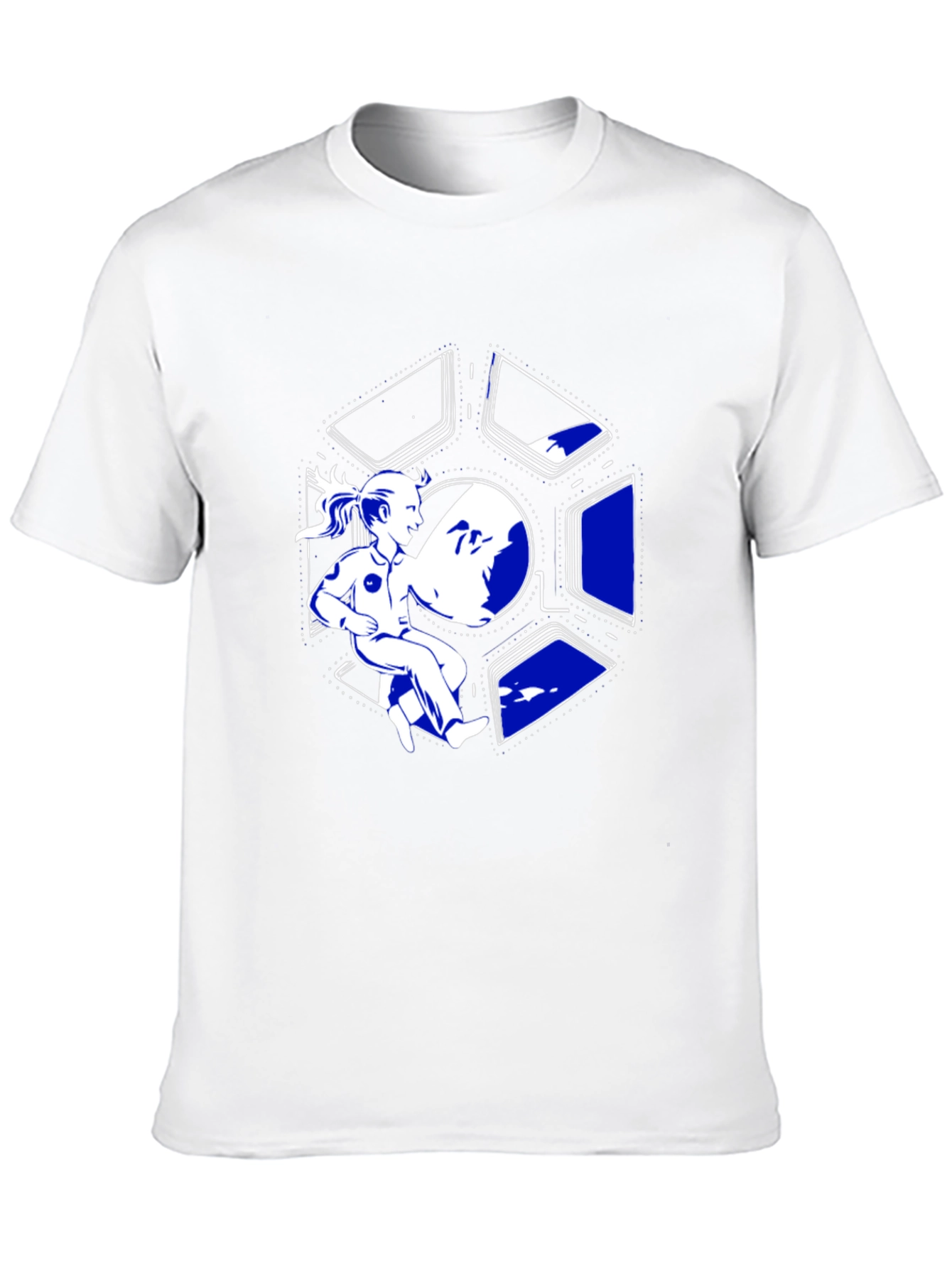 Sci-Fi Girl in Space T-Shirt - Black Cotton Tee