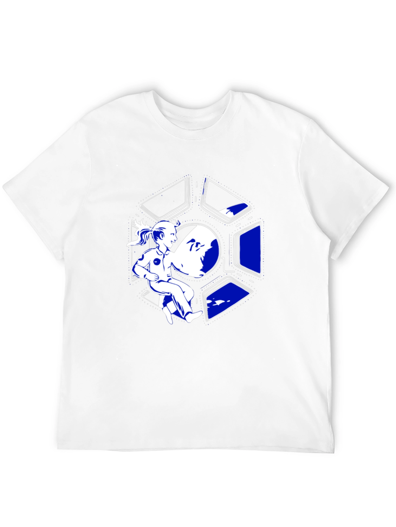 Sci-Fi Girl in Space T-Shirt - Black Cotton Tee