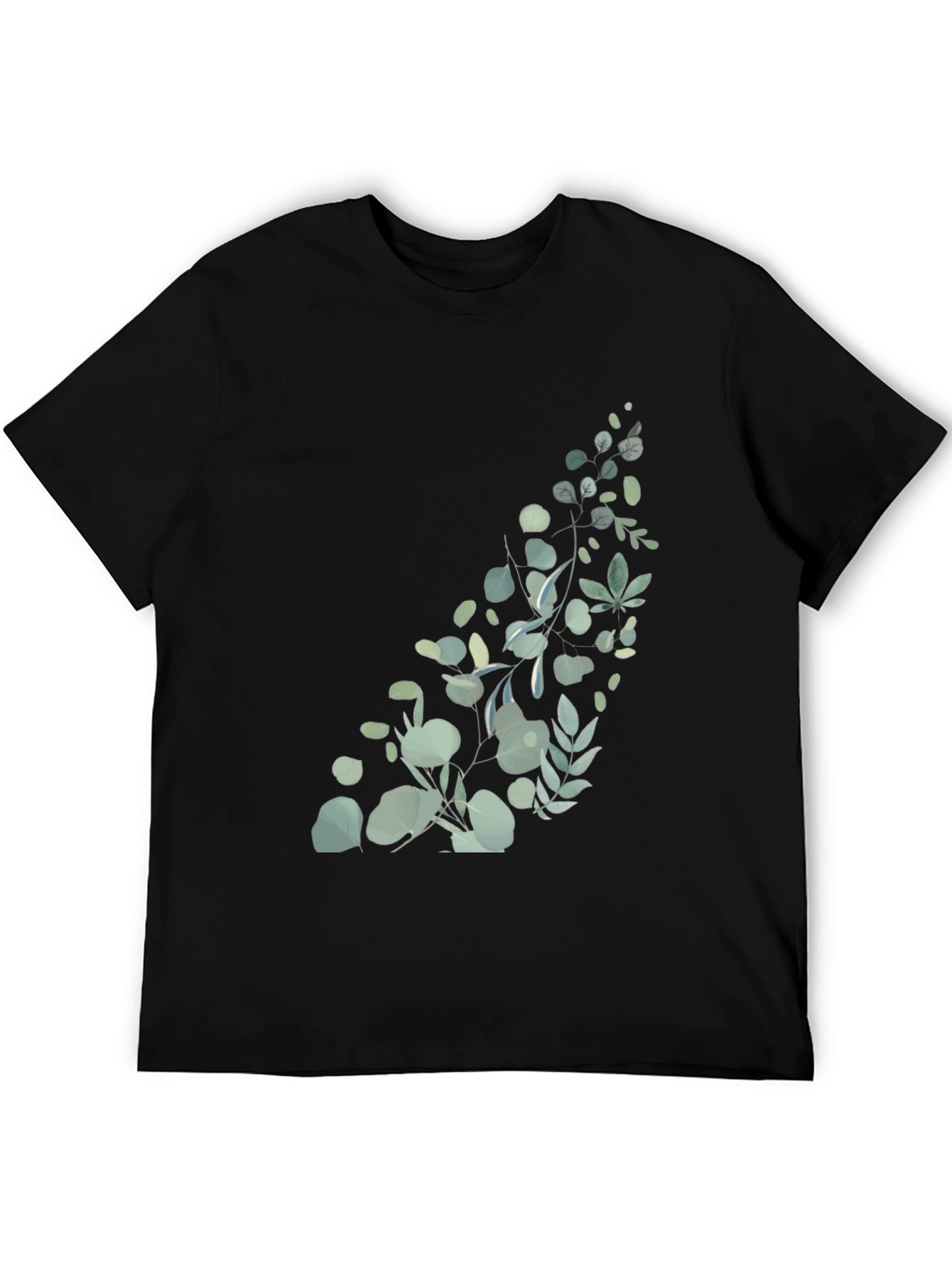 Botanical Print Black T-Shirt